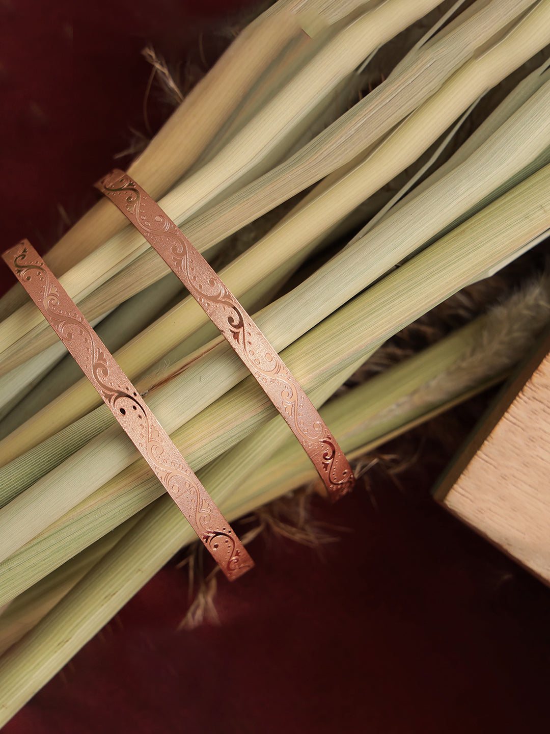 Rose Gold Plated geometric Set of 2 Bangle Set - Jazzandsizzle