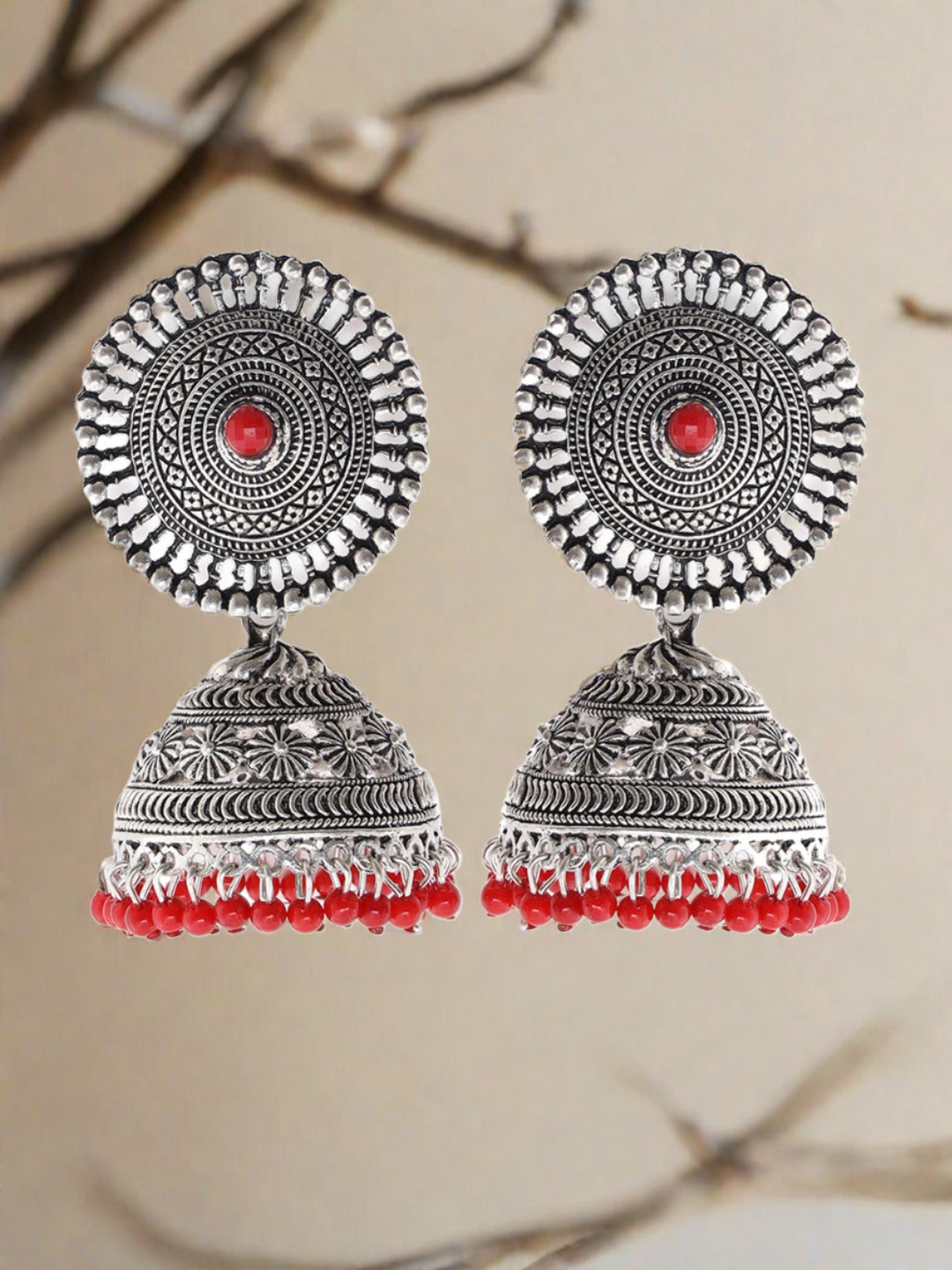 Traditional Silver plated Jhumka Earrings - Jazzandsizzle