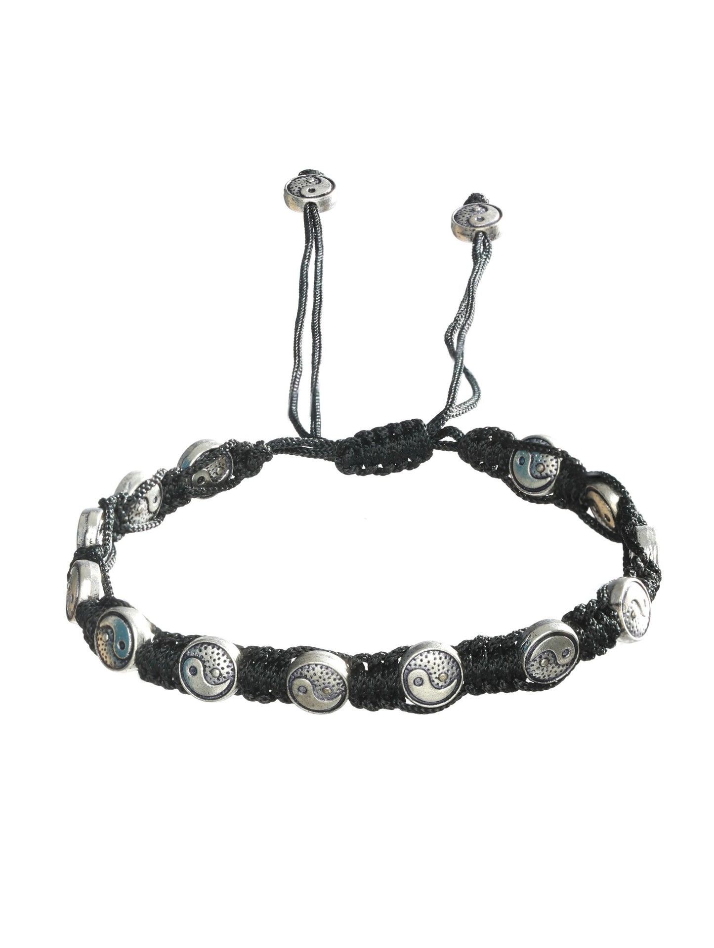 Set of 3 Silver-Toned & Black Beaded Tribal Thread Anklets/Bracelet - Jazzandsizzle