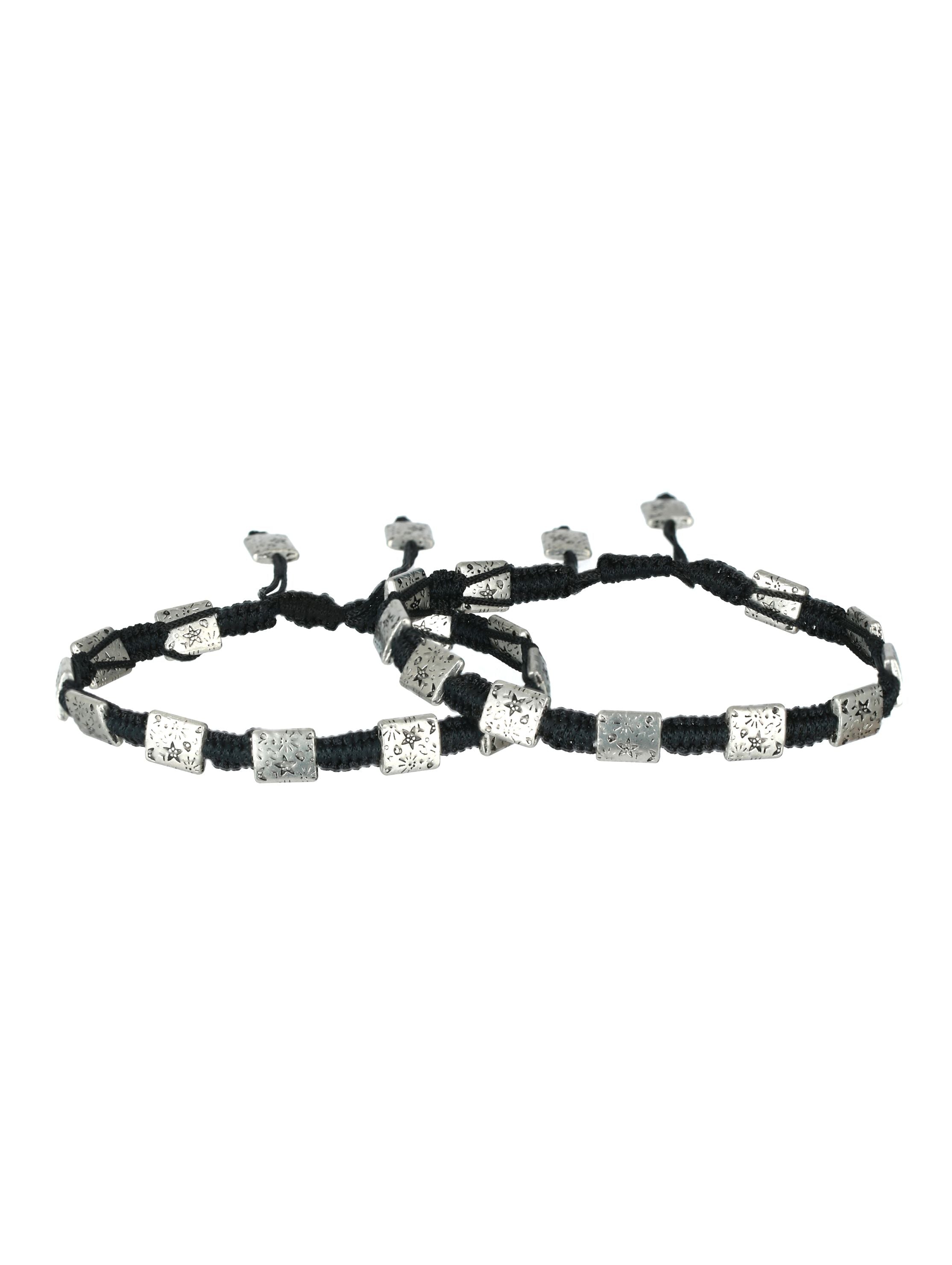 Set of 2 Rectangular Black Thread Boho style Anklets/Bracelet - Jazzandsizzle