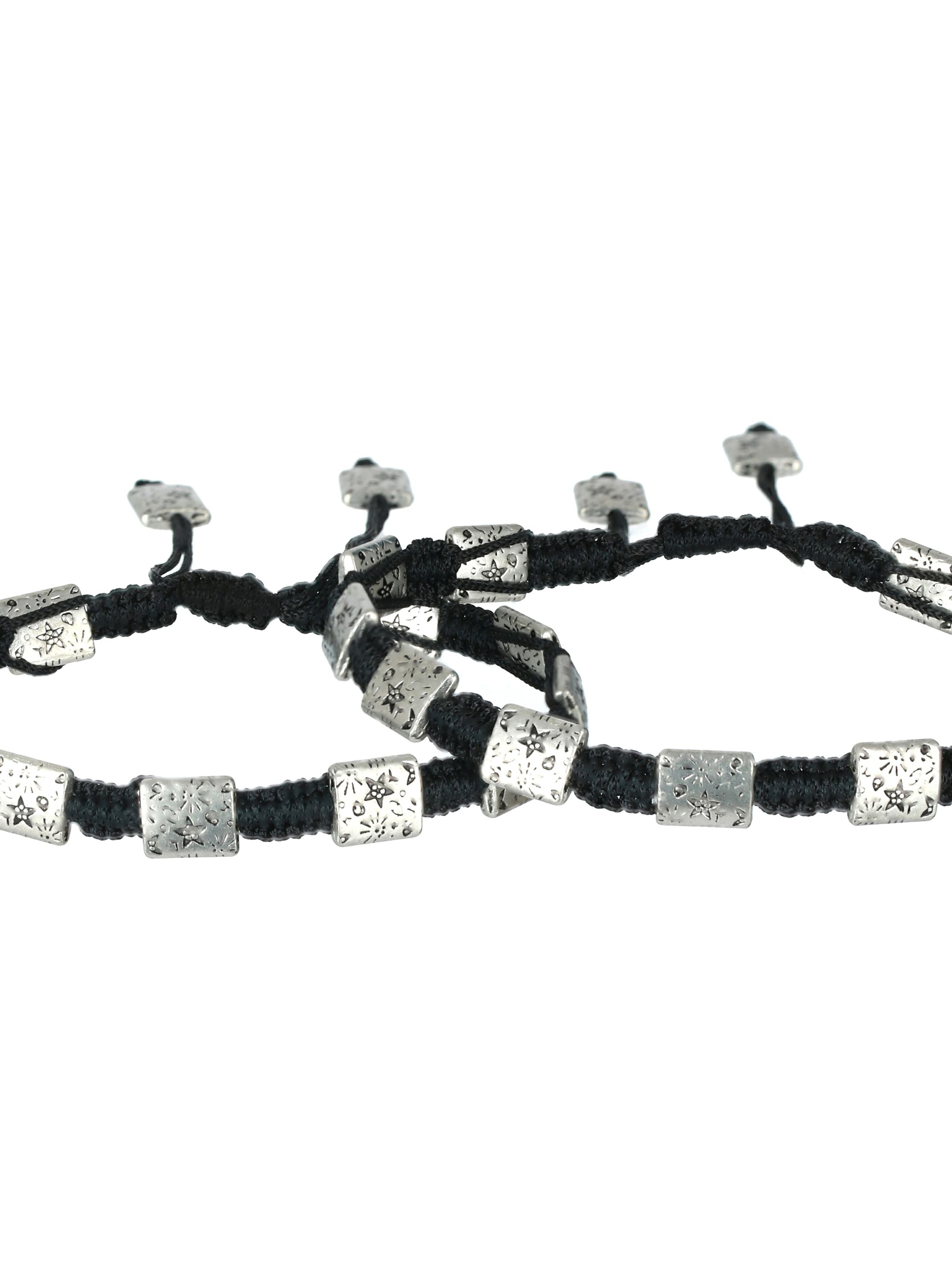 Set of 2 Rectangular Black Thread Boho style Anklets/Bracelet