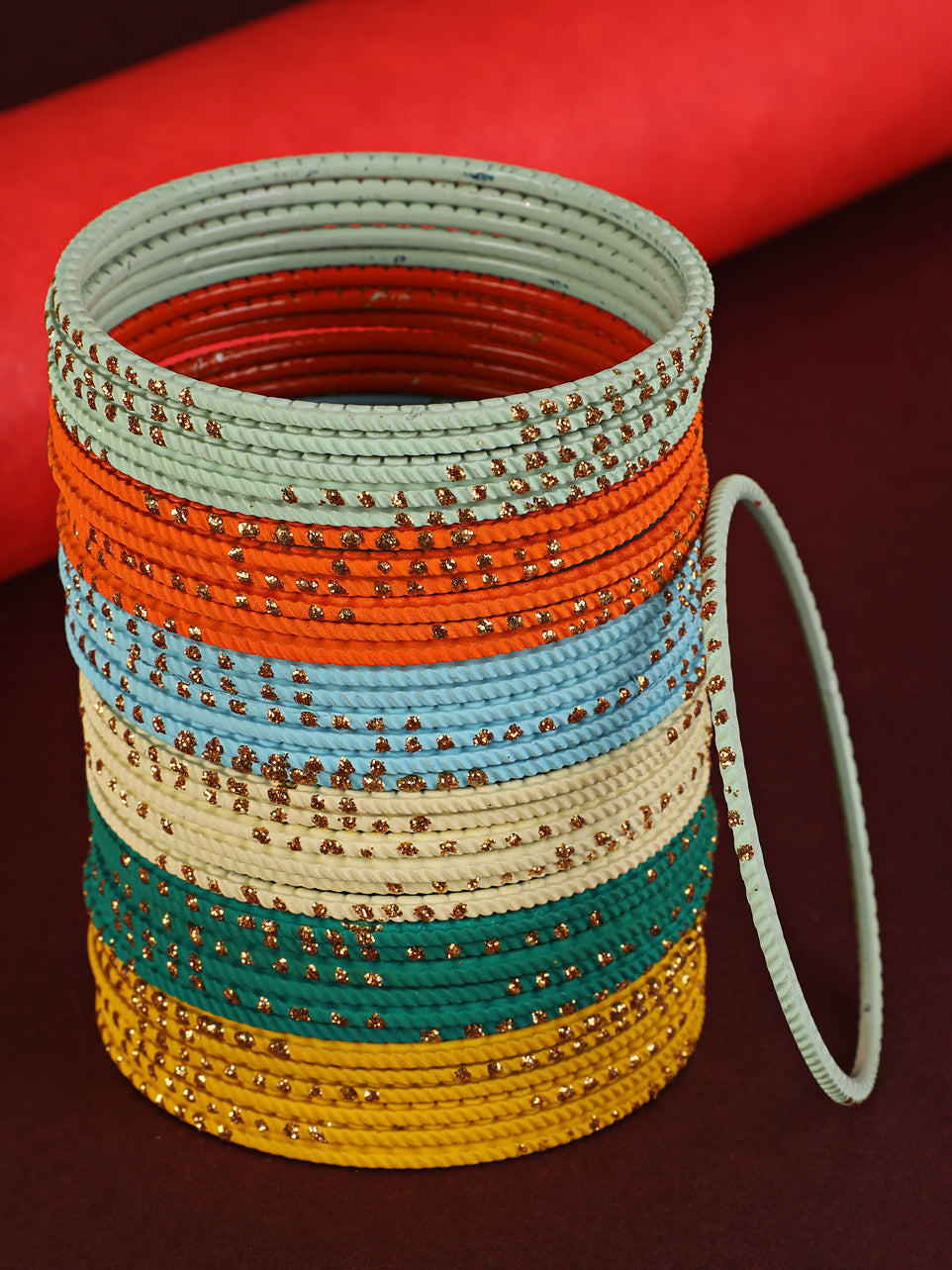 Set of 24 Multicolour handcrafted light weight Bangles - Jazzandsizzle