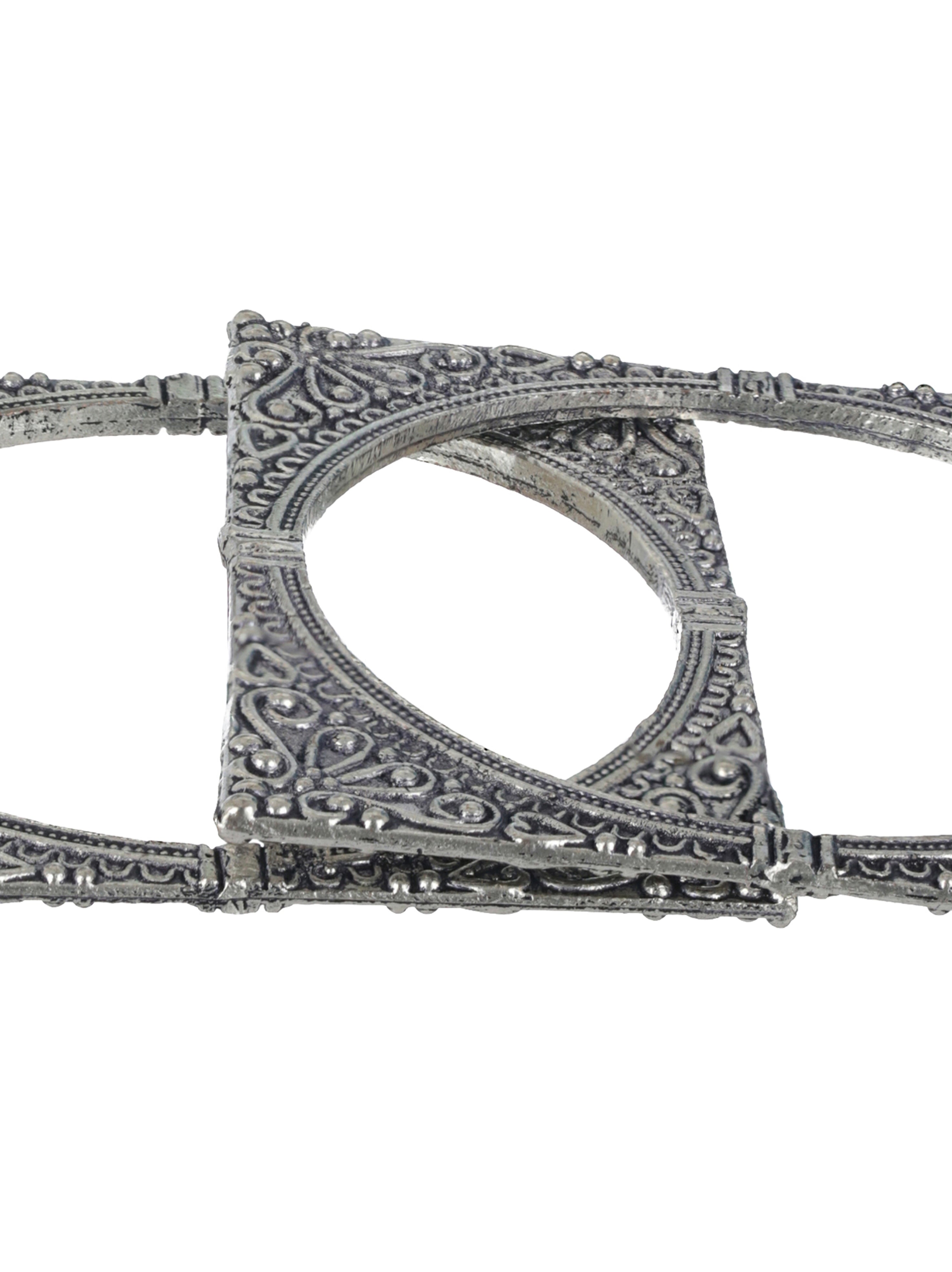 Women Set of 2 Silver-Plated Oxidised Bangles - Jazzandsizzle