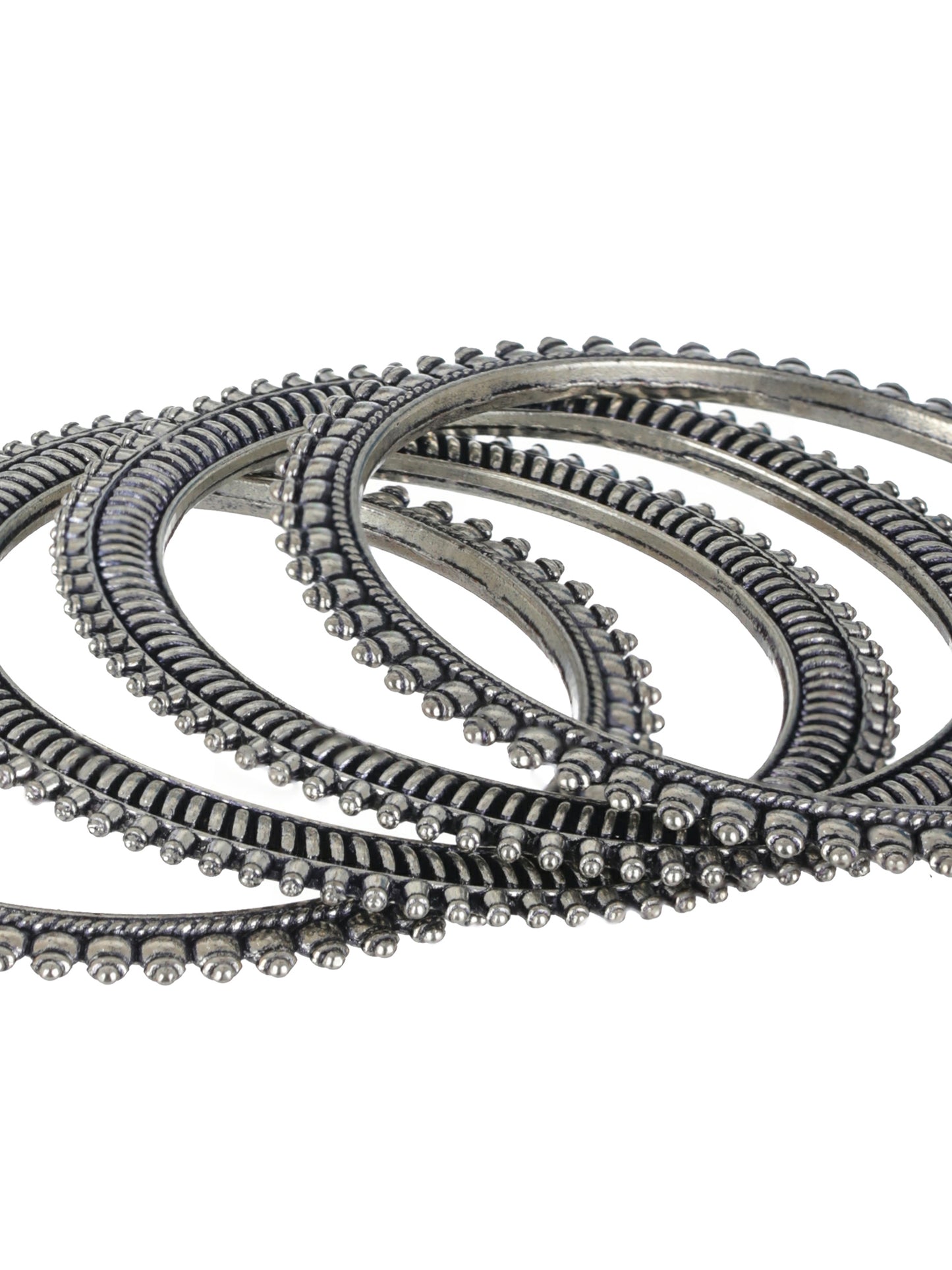 Set Of 4 Oxidised Silver-Plated Bangles - Jazzandsizzle