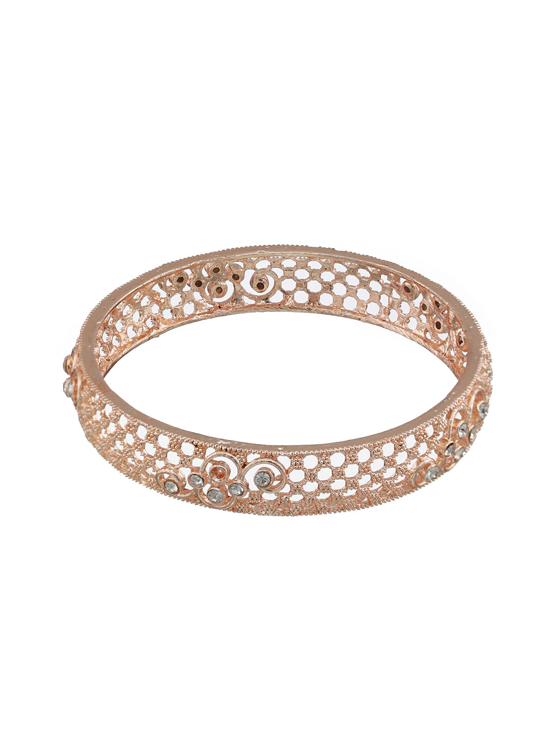 Set of 2 Rose Gold-Plated Cubic Zirconia Studded Bangle - Jazzandsizzle