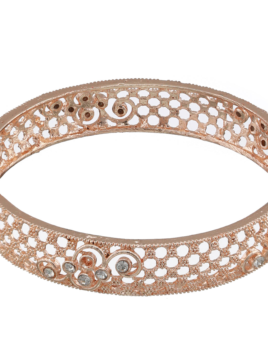 Set of 2 Rose Gold-Plated Cubic Zirconia Studded Bangle - Jazzandsizzle