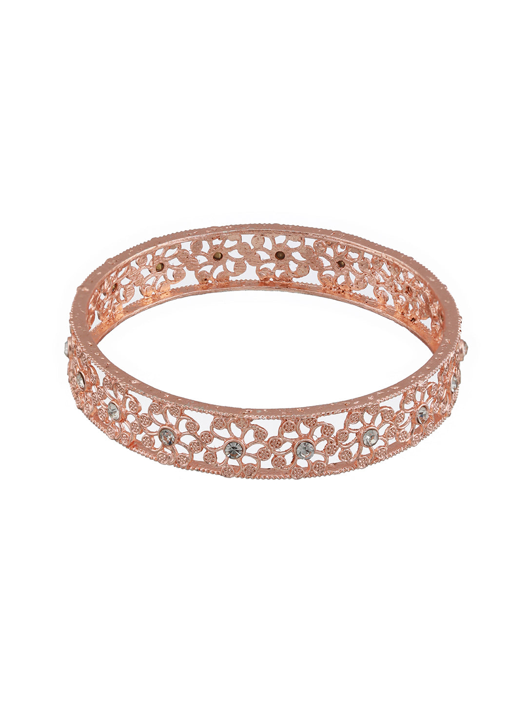 Set of 2 Rose Gold-Plated Cubic Zirconia Studded Bangle - Jazzandsizzle