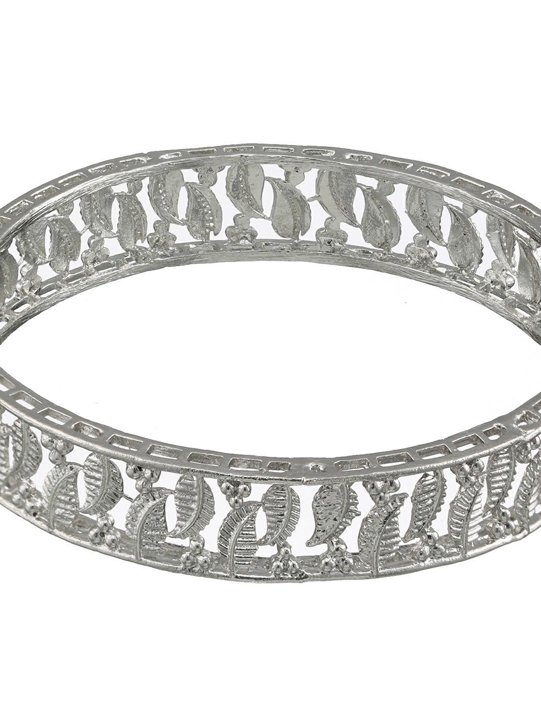 Set Of 2 Silver-Plated Leaf Shaped Bangles - Jazzandsizzle