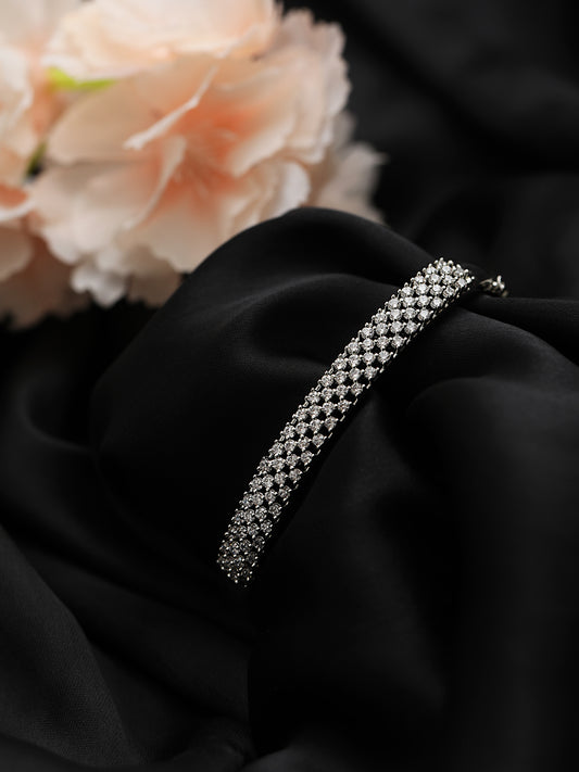 Silver Plated American Diamond Studded Bracelet - Jazzandsizzle