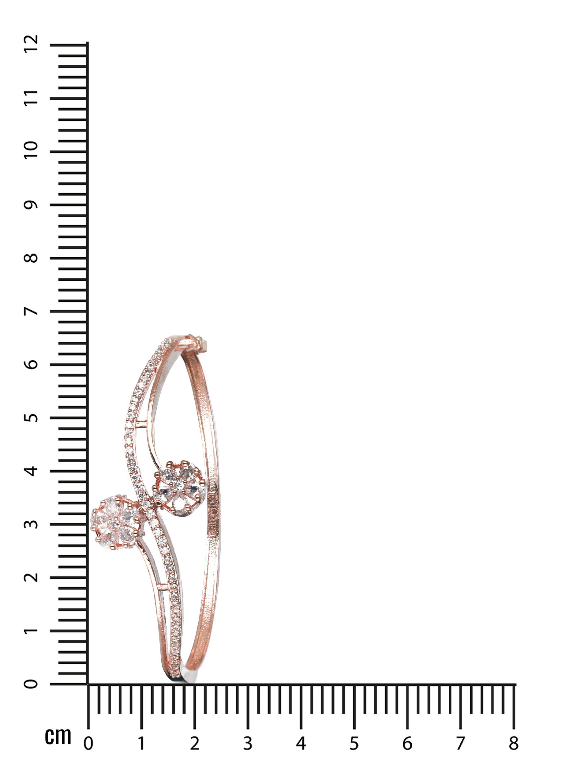 Rose Gold-Plated American Diamond Studded Floral Handcrafted Bangle-Style Bracelet