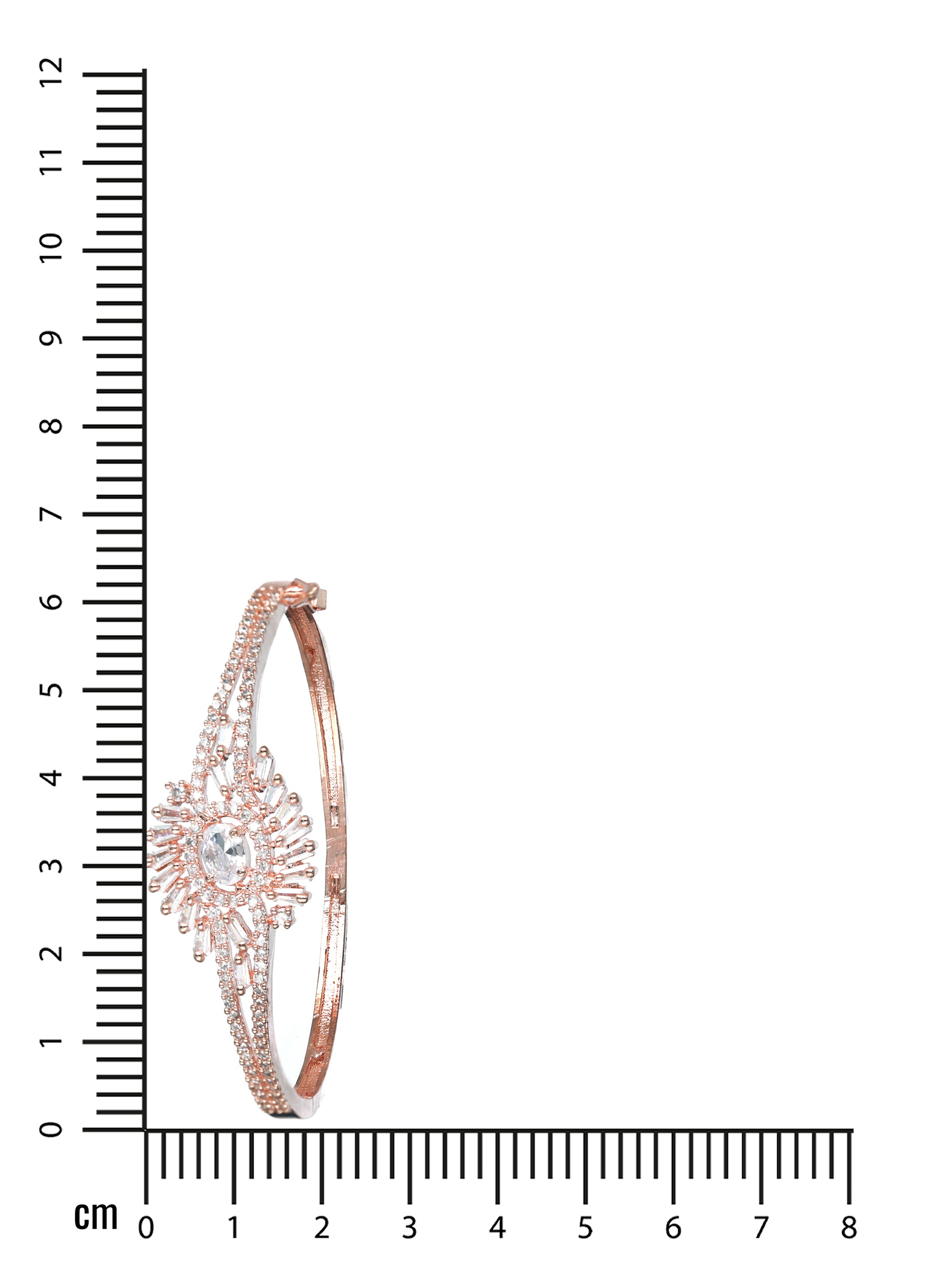 Rose Gold- Plated American Diamond Studded,Floral Patteren Handcrafted Bangle-Style Bracelet