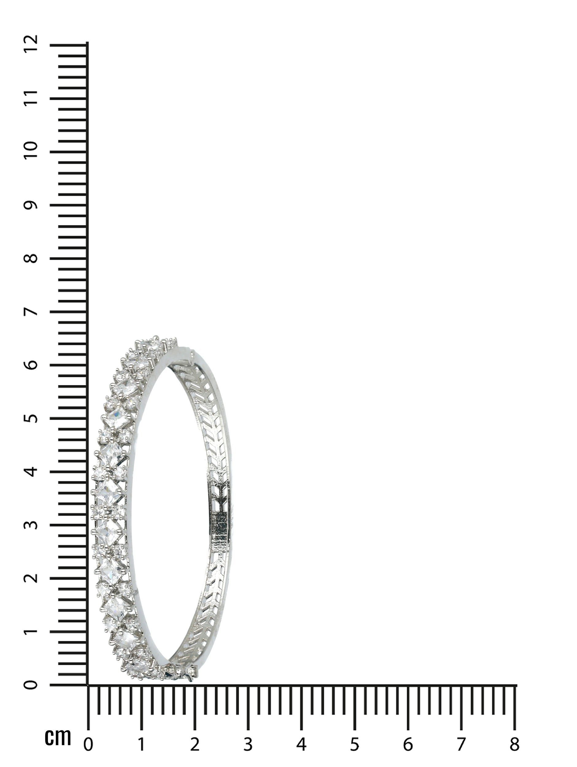 Silver-Toned & White American Diamond Handcrafted Silver-Plated Bangle style Bracelet - Jazzandsizzle