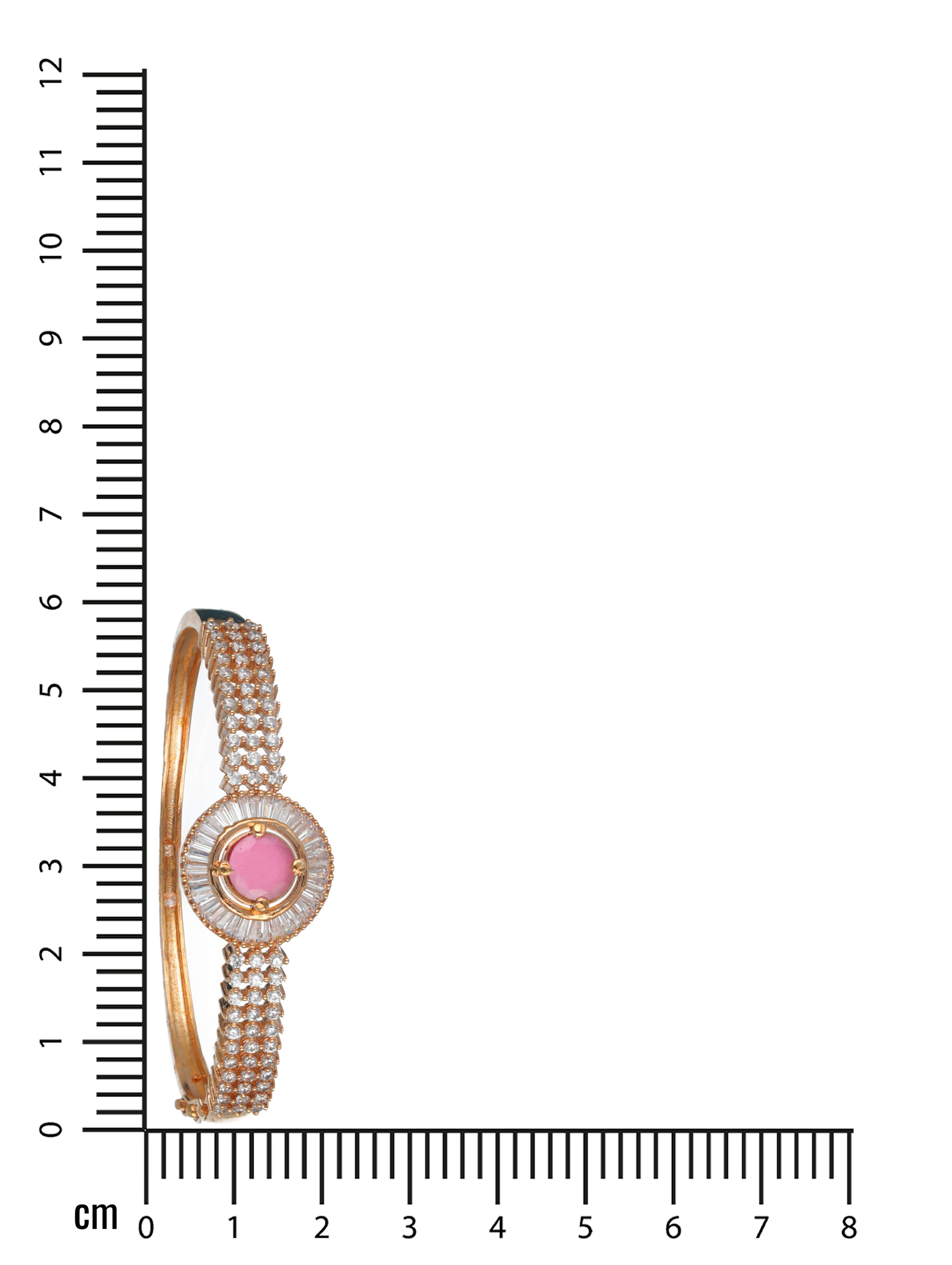 Rose Gold Plated American Diamond Ruby Studded Round Shaped Elegant Bracelet - Jazzandsizzle