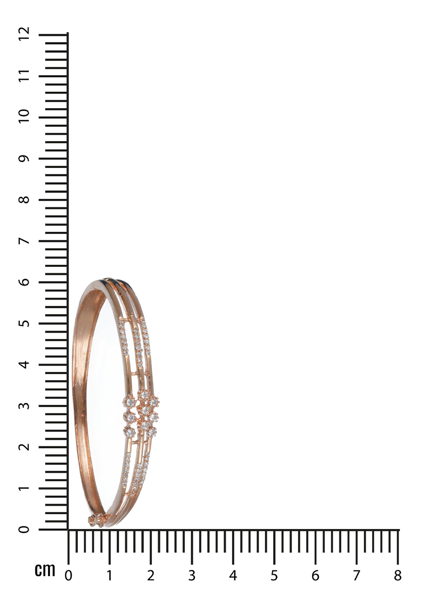 Rose Gold & Silver-Toned Brass American Diamond Rose Gold-Plated Bangle-Style Bracelet - Jazzandsizzle