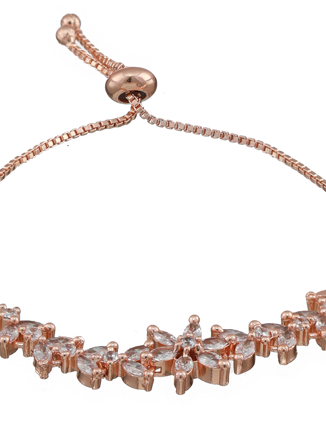 Rose-Gold Plated American Diamond Studded Handcrafted Adjustable Bracelet - Jazzandsizzle