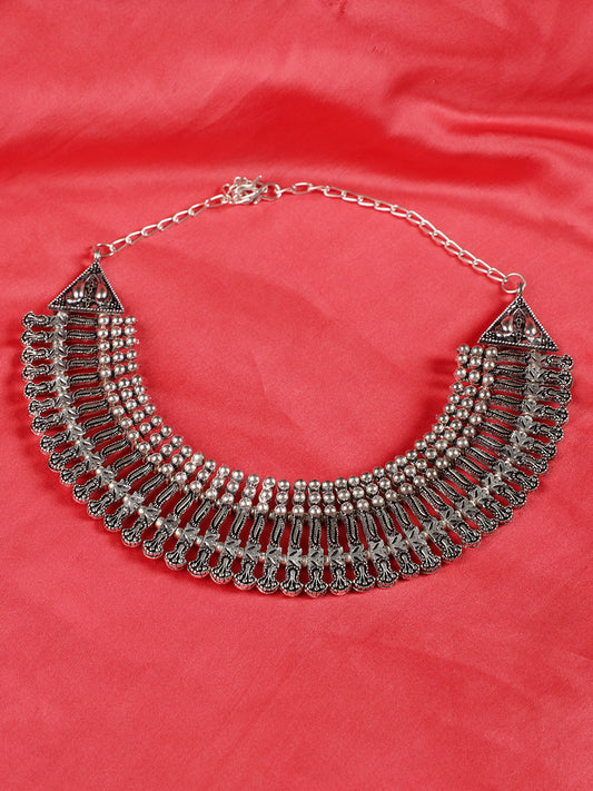 German Silver Silver-Plated Oxidized Necklace - Jazzandsizzle