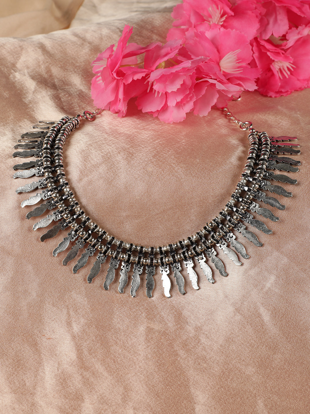 German Silver Silver-Plated Oxidised Necklace - Jazzandsizzle