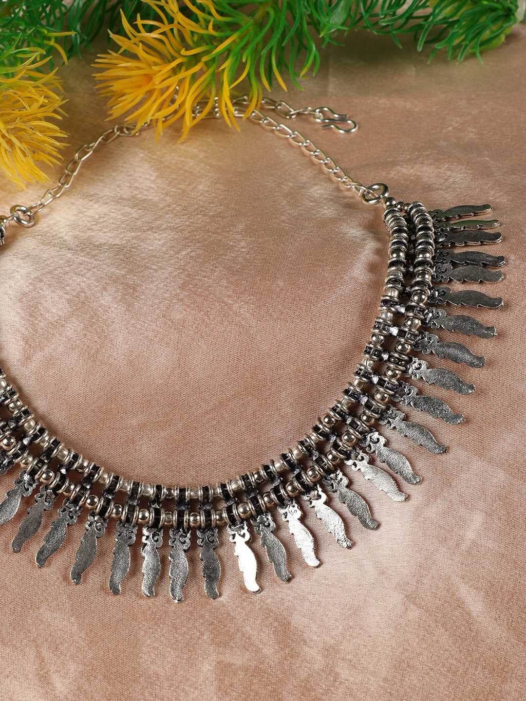 German Silver Silver-Plated Oxidised Necklace - Jazzandsizzle