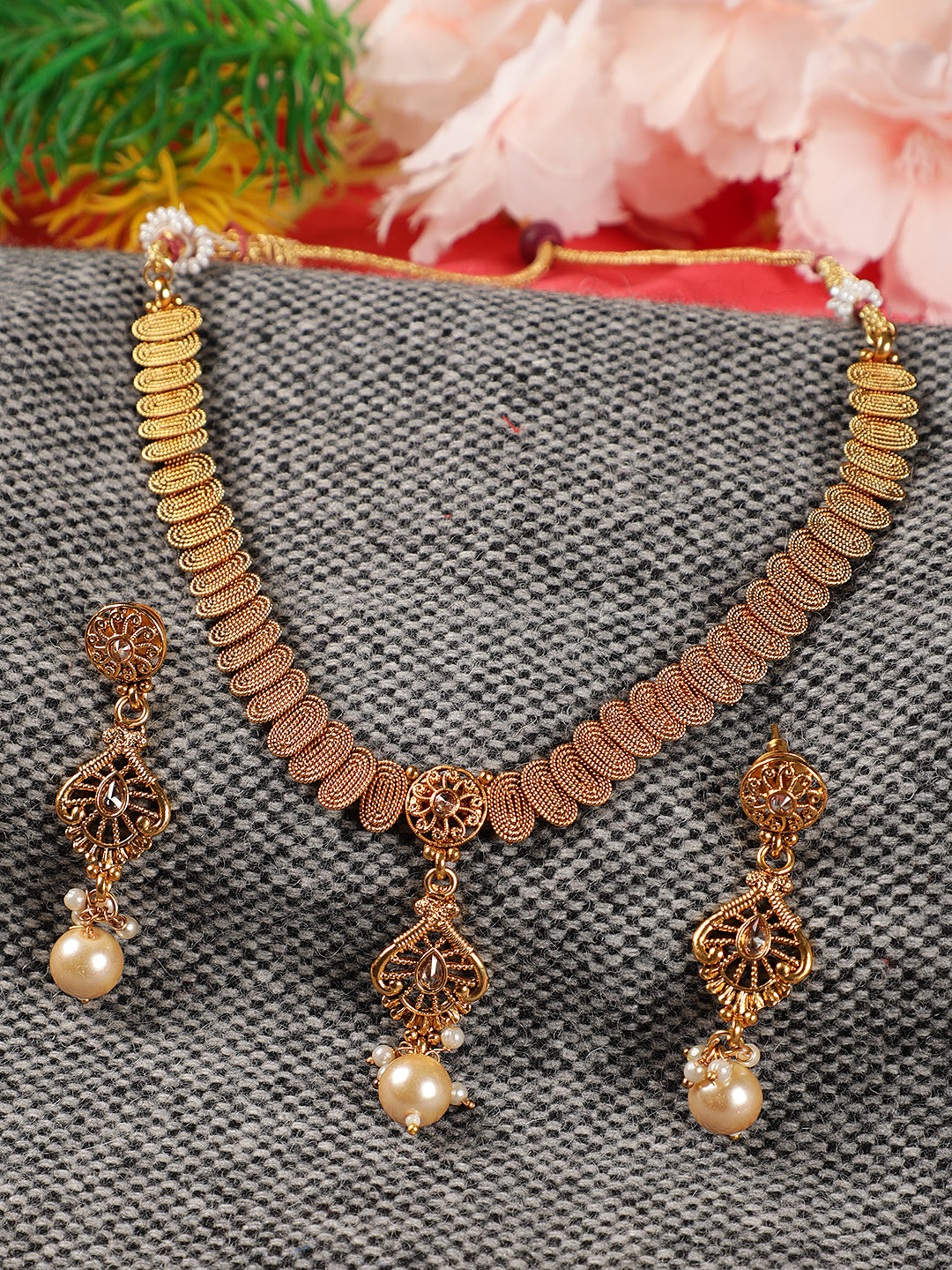 Gold-Plated Handcrafted Traditional Jewellery Set - Jazzandsizzle