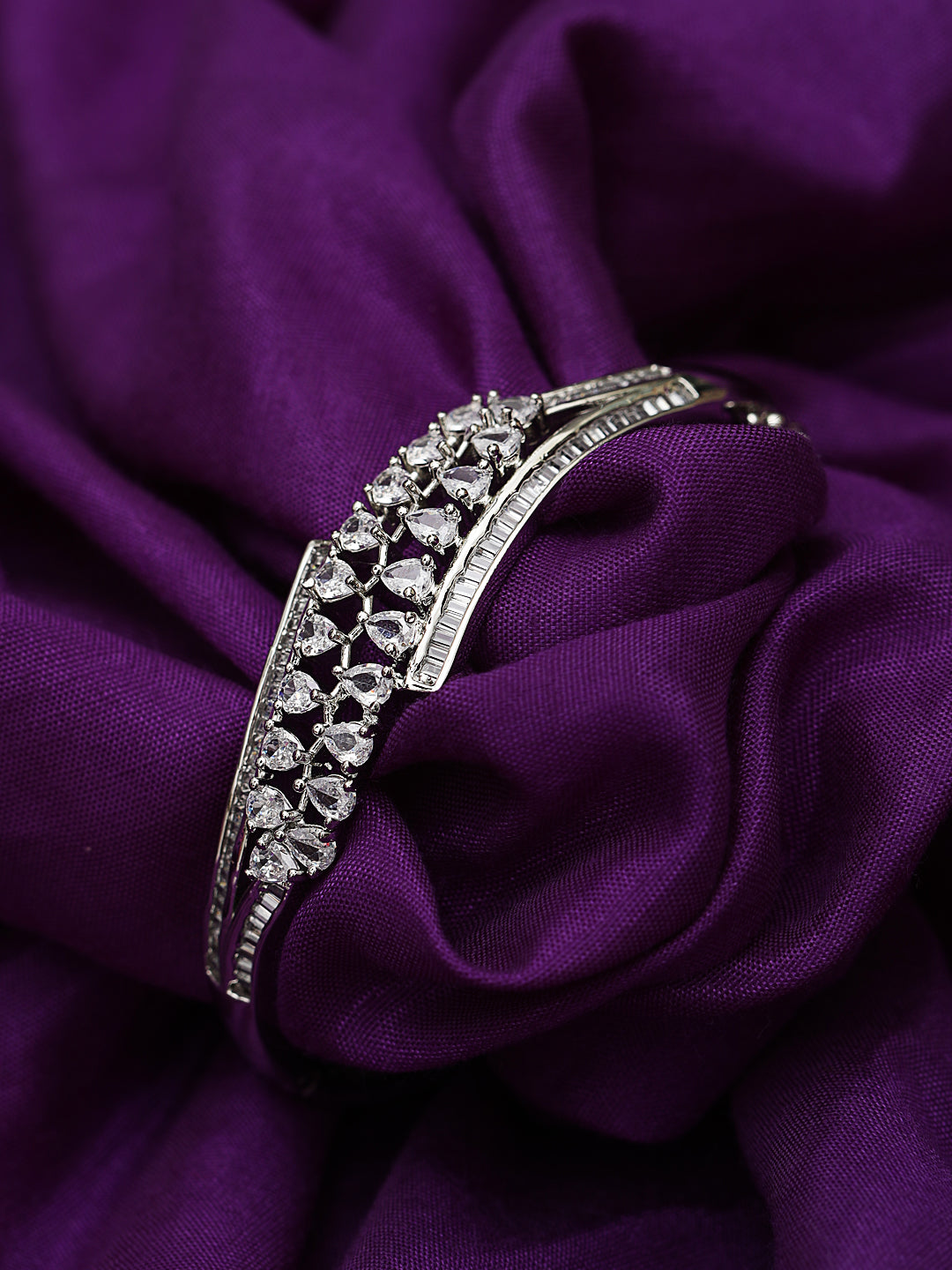 Silver-Plated American Diamond Studded style Bracelet