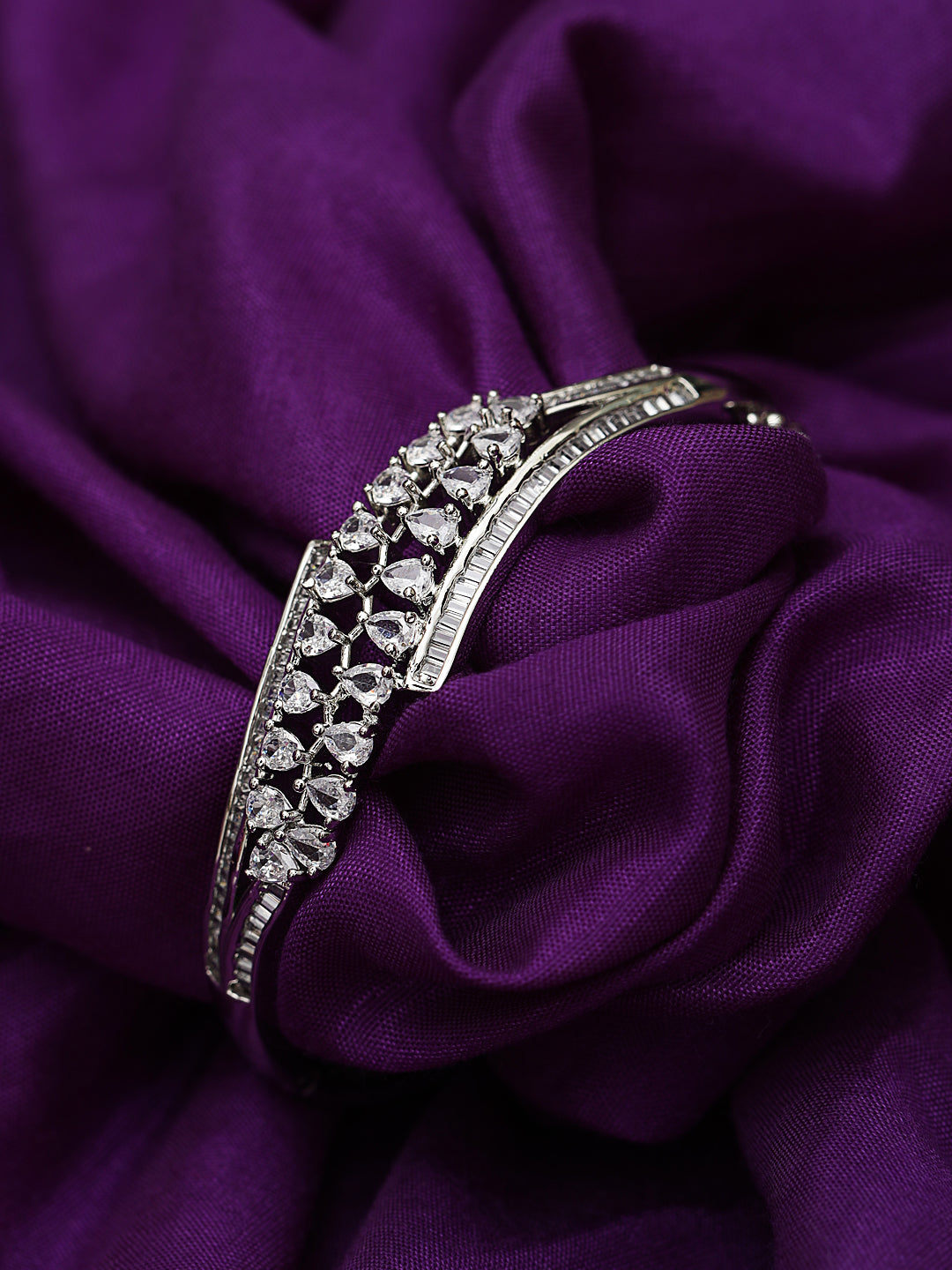 Silver-Plated American Diamond Studded style Bracelet - Jazzandsizzle