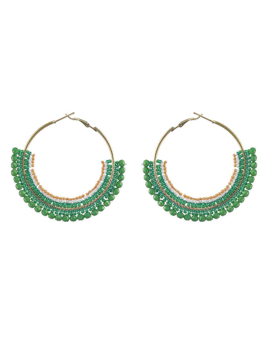 Green Circular Handcrafted Hoop Earrings - Jazzandsizzle