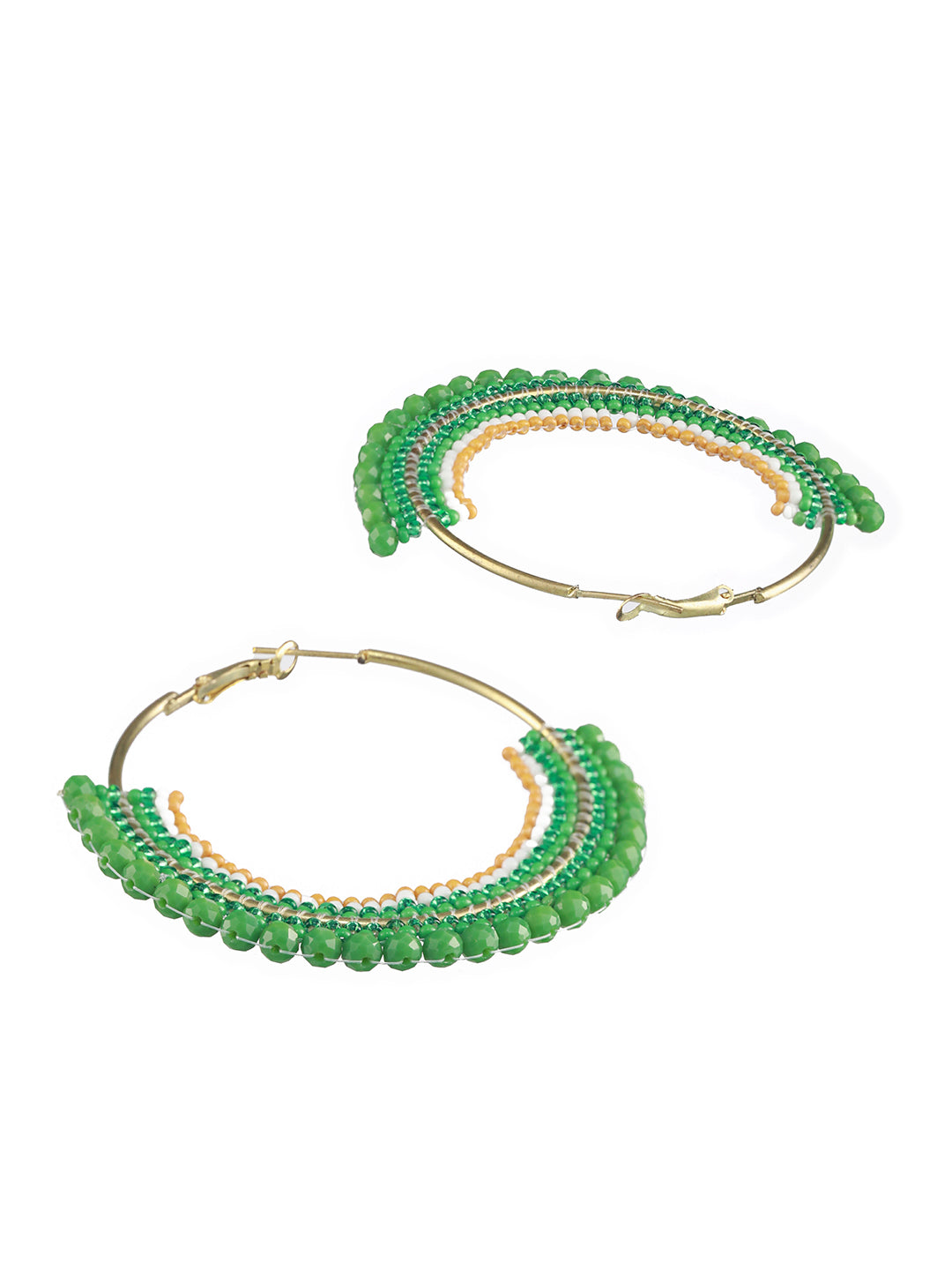 Green Circular Handcrafted Hoop Earrings - Jazzandsizzle