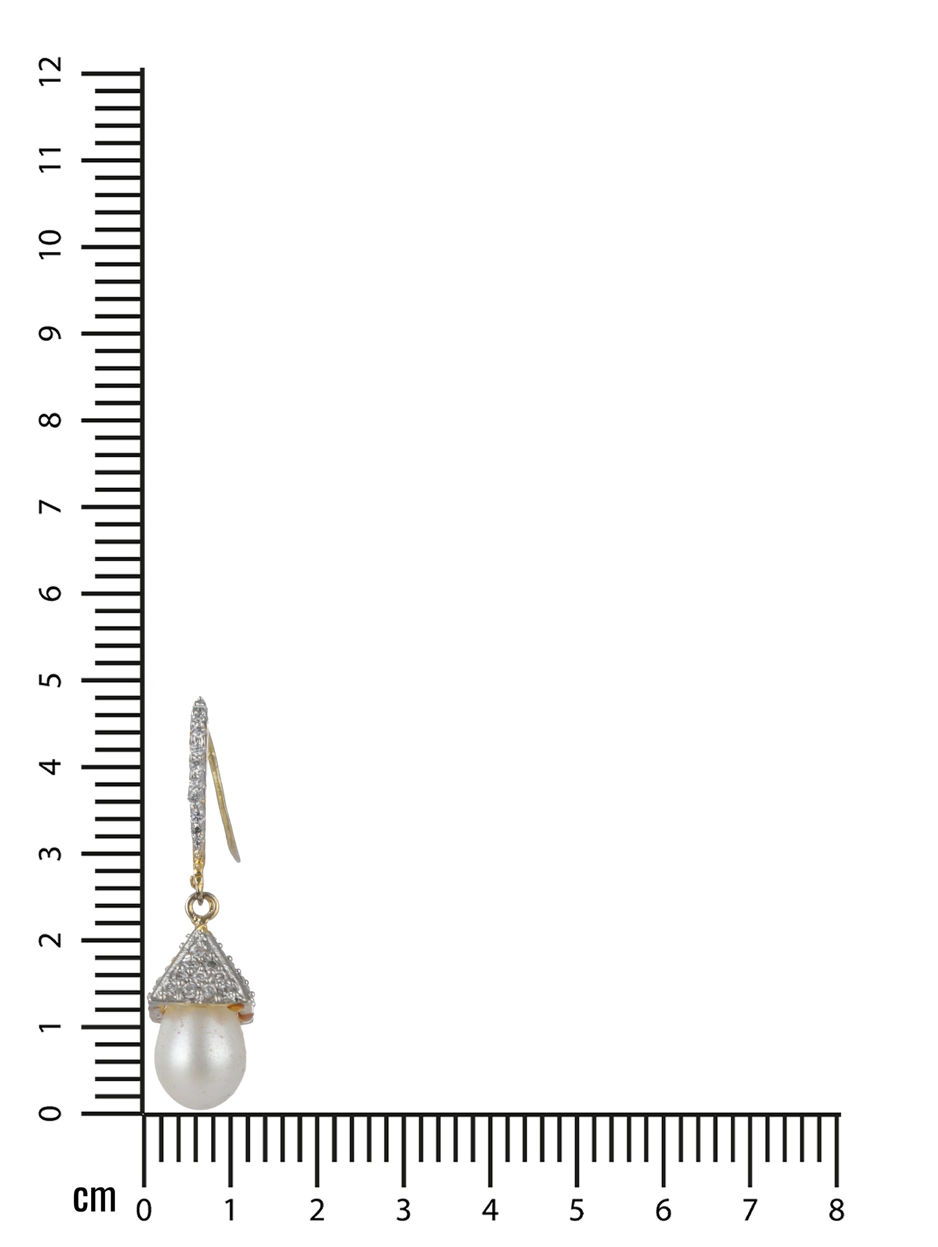 White Gold Plated American Diamond & Pearl Studded Tear Drop Earrings - Jazzandsizzle