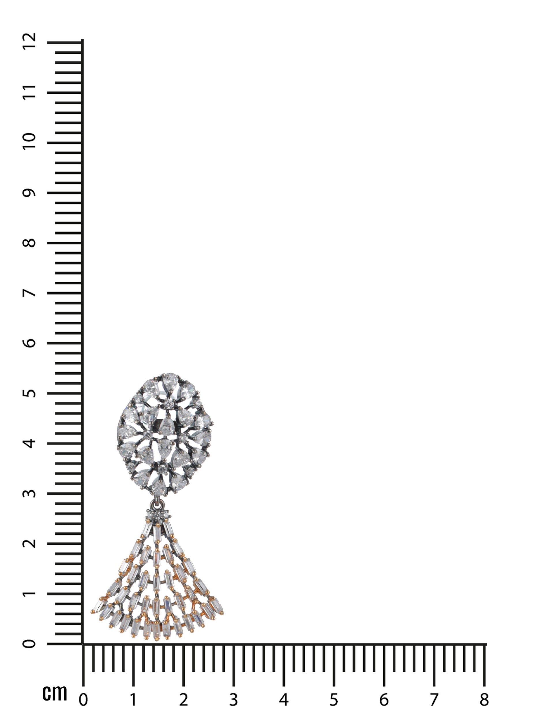 Rhodium-Plated White & Gold-Toned Contemporary Drop Earrings
