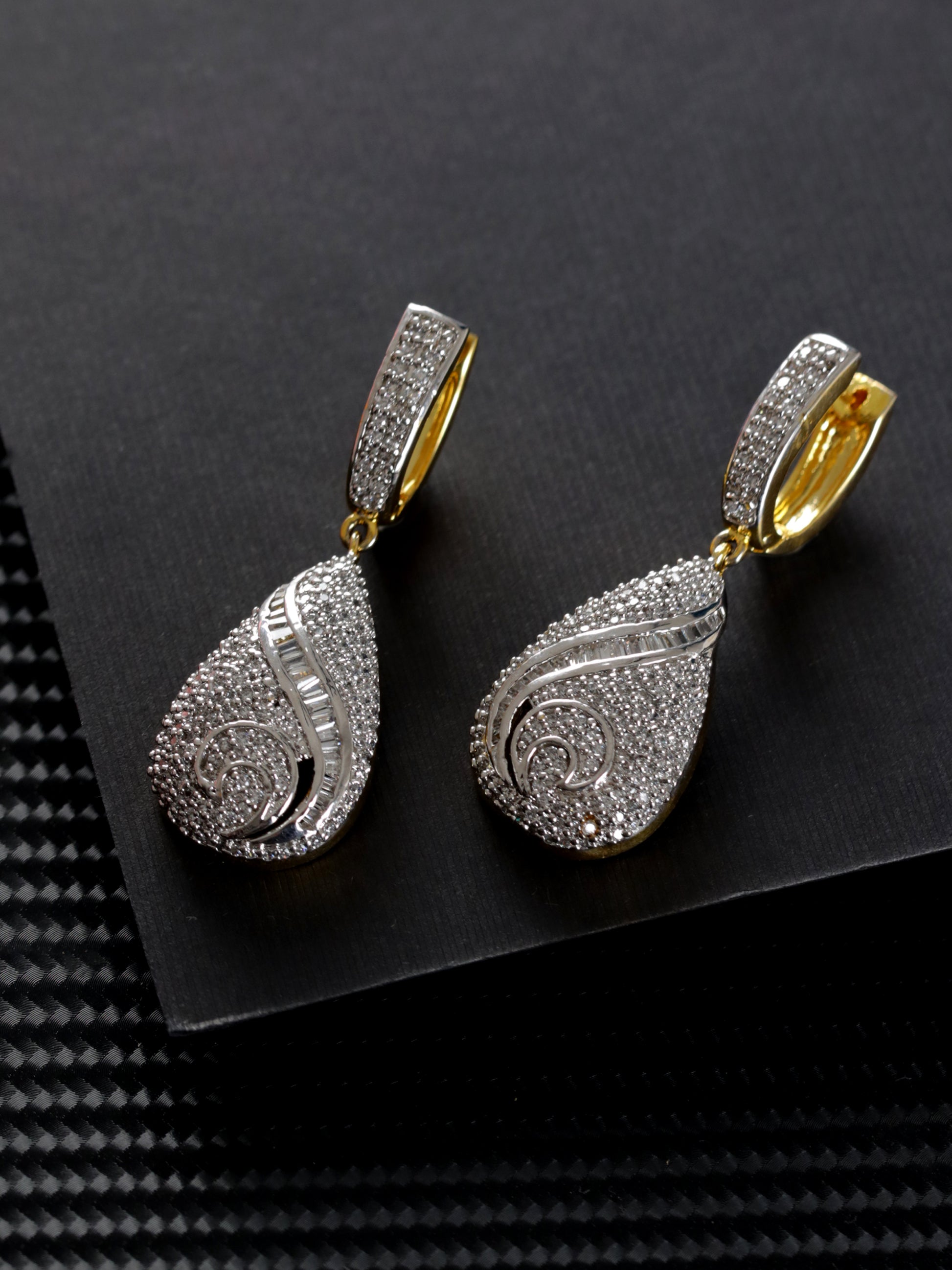 Silver-Plated American Diamond Drop Earrings - Jazzandsizzle