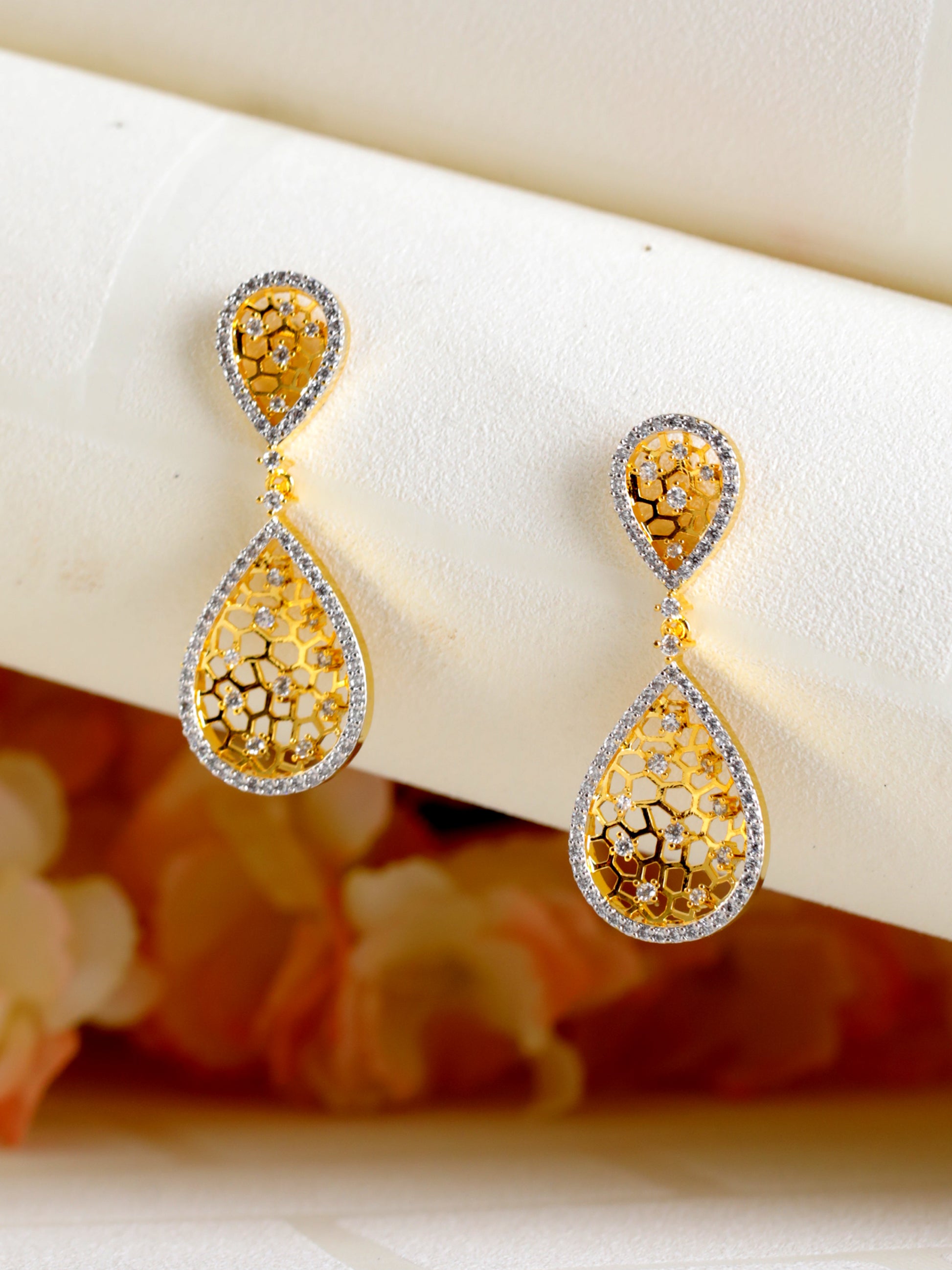 Gold Plated Contemporary Drop Earrings - Jazzandsizzle