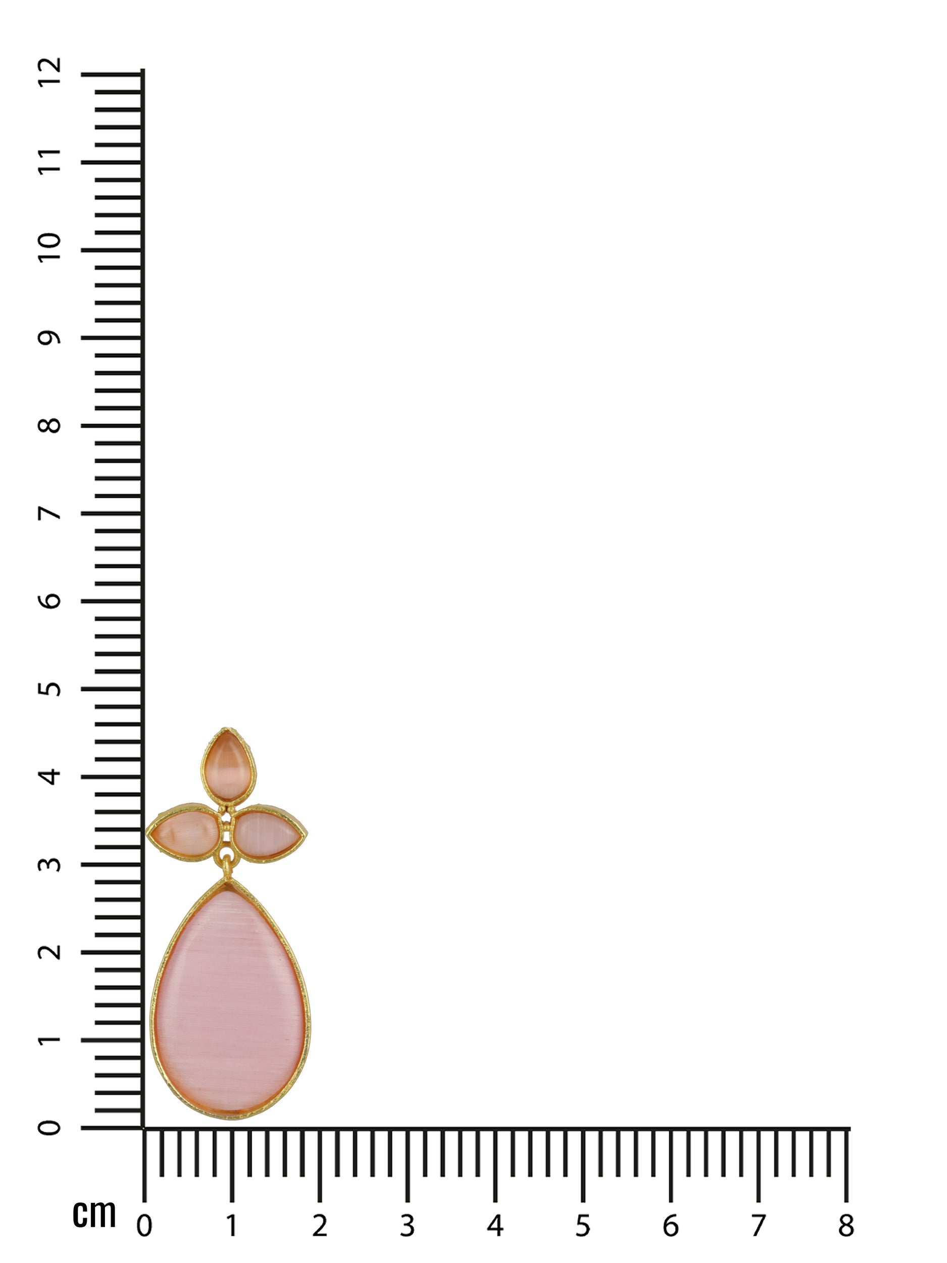 Gold-Plated Pink Contemporary Stone Studded Tear Drop Earrings