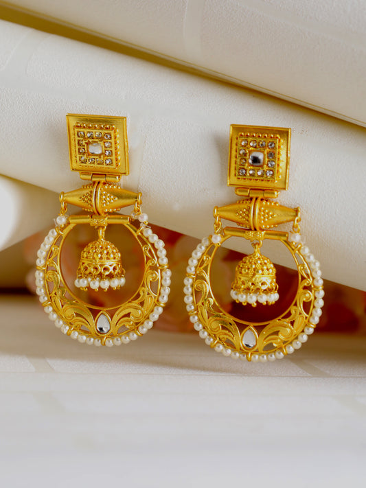 Gold-Toned Contemporary Drop Earrings - Jazzandsizzle