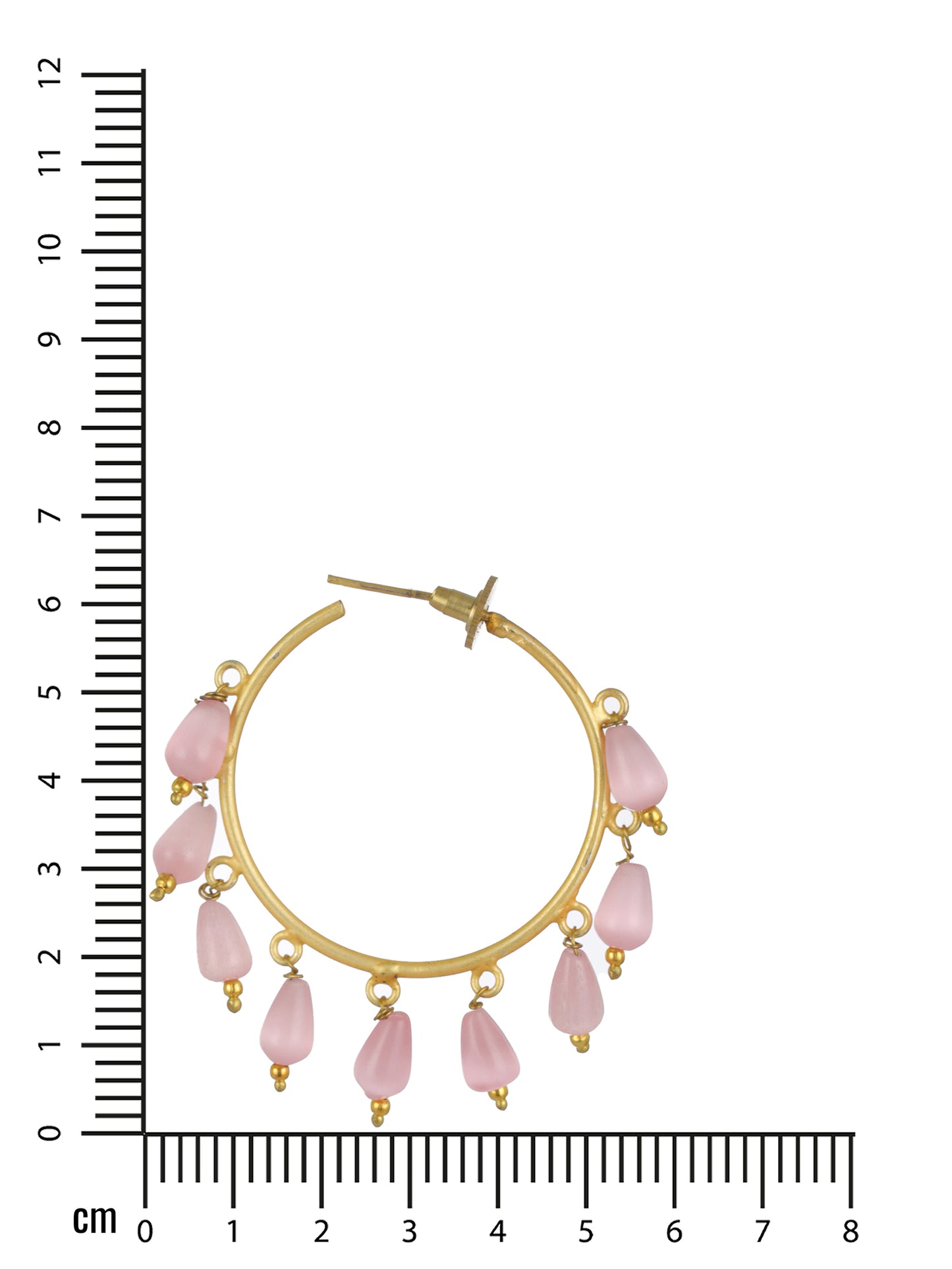 Pink Gold Plated & Stone Drop Contemporary Hoop Earrings - Jazzandsizzle