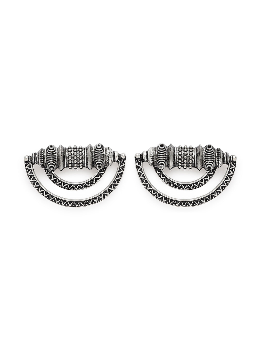 Silver Plated Cresent Shaped Stud Earrings - Jazzandsizzle