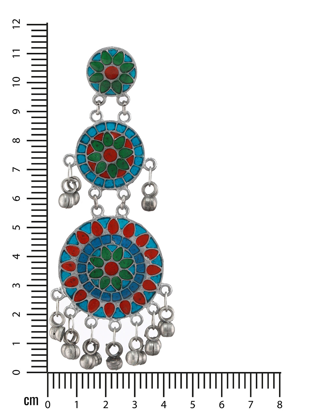 Silver-Plated Oxidised Multi colored Handpainted Drop Earrings - Jazzandsizzle