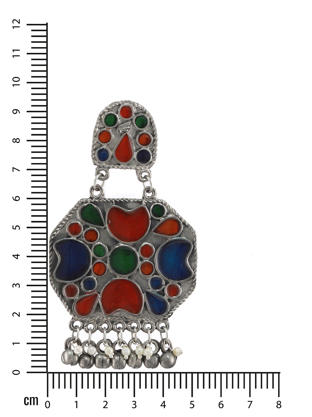 Oxidized Silver-Toned Multicoloured Enamelled Comtemporary Drop Earrings - Jazzandsizzle