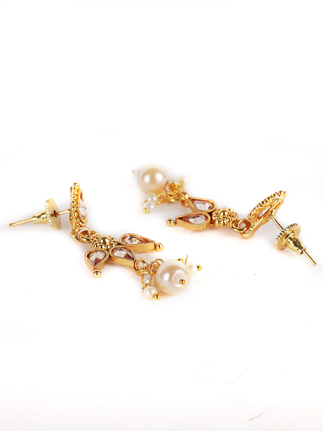 Gold-Plated & White Stone Studded Handcrafted Jewellery Set - Jazzandsizzle