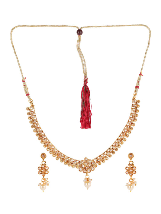 Kundan & Pearls Gold Plated Jewellery Set - Jazzandsizzle