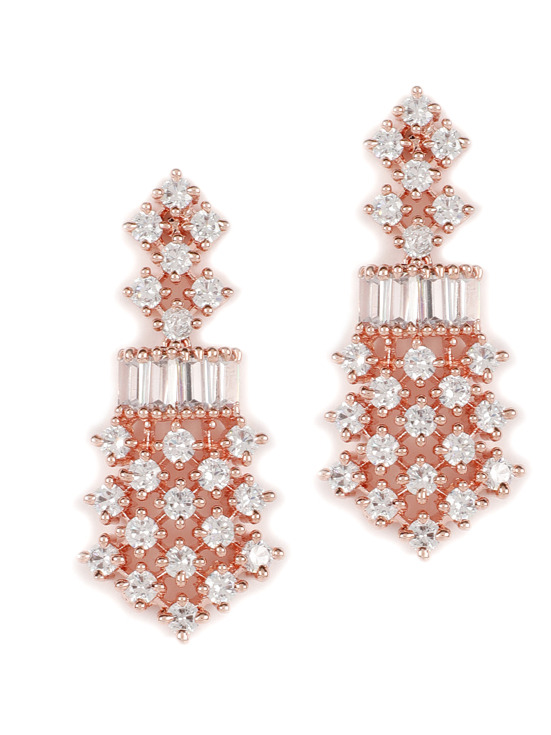 American Diamond Rose Gold Plated Ethnic Jewellery Set - Jazzandsizzle