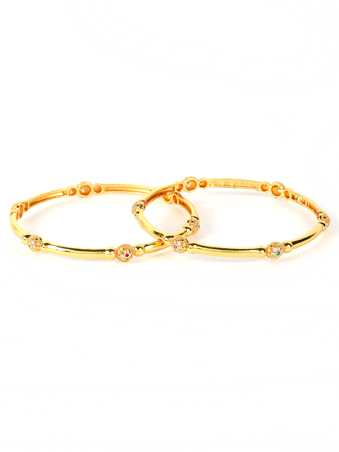 Set of 2 Gold-Toned Beaded Designed Traditional Set Bangles - Jazzandsizzle