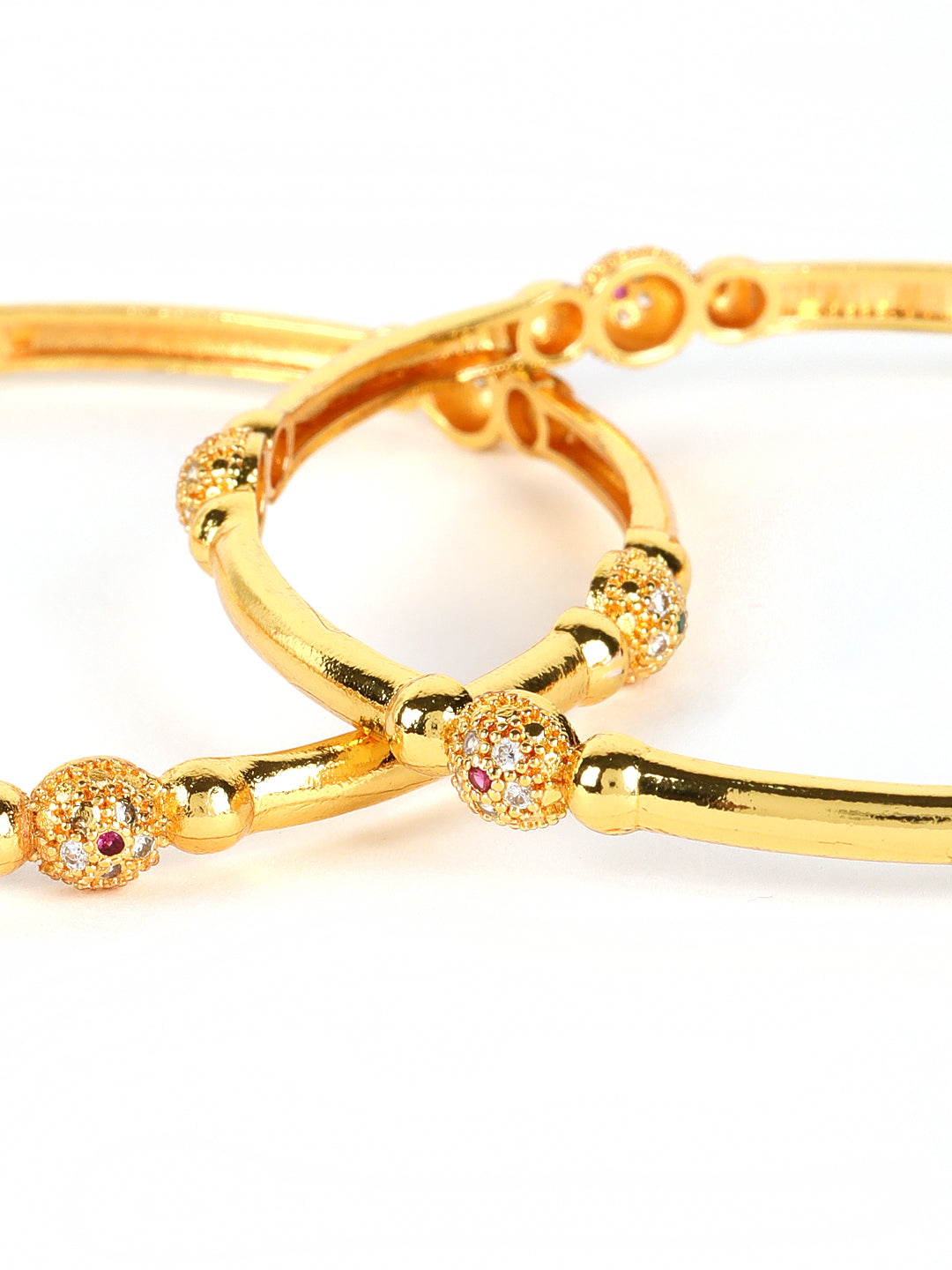 Set of 2 Gold-Toned Beaded Designed Traditional Set Bangles - Jazzandsizzle