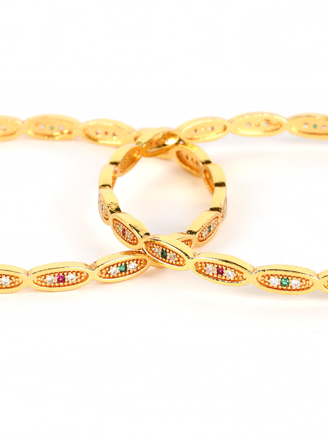 Multi-Color Gold Plated Set of 2 Bangle Set - Jazzandsizzle