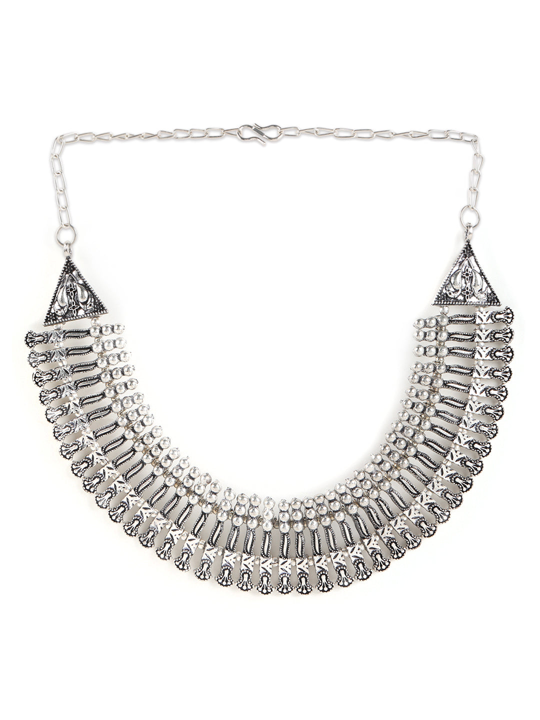 German Silver Silver-Plated Oxidized Necklace - Jazzandsizzle