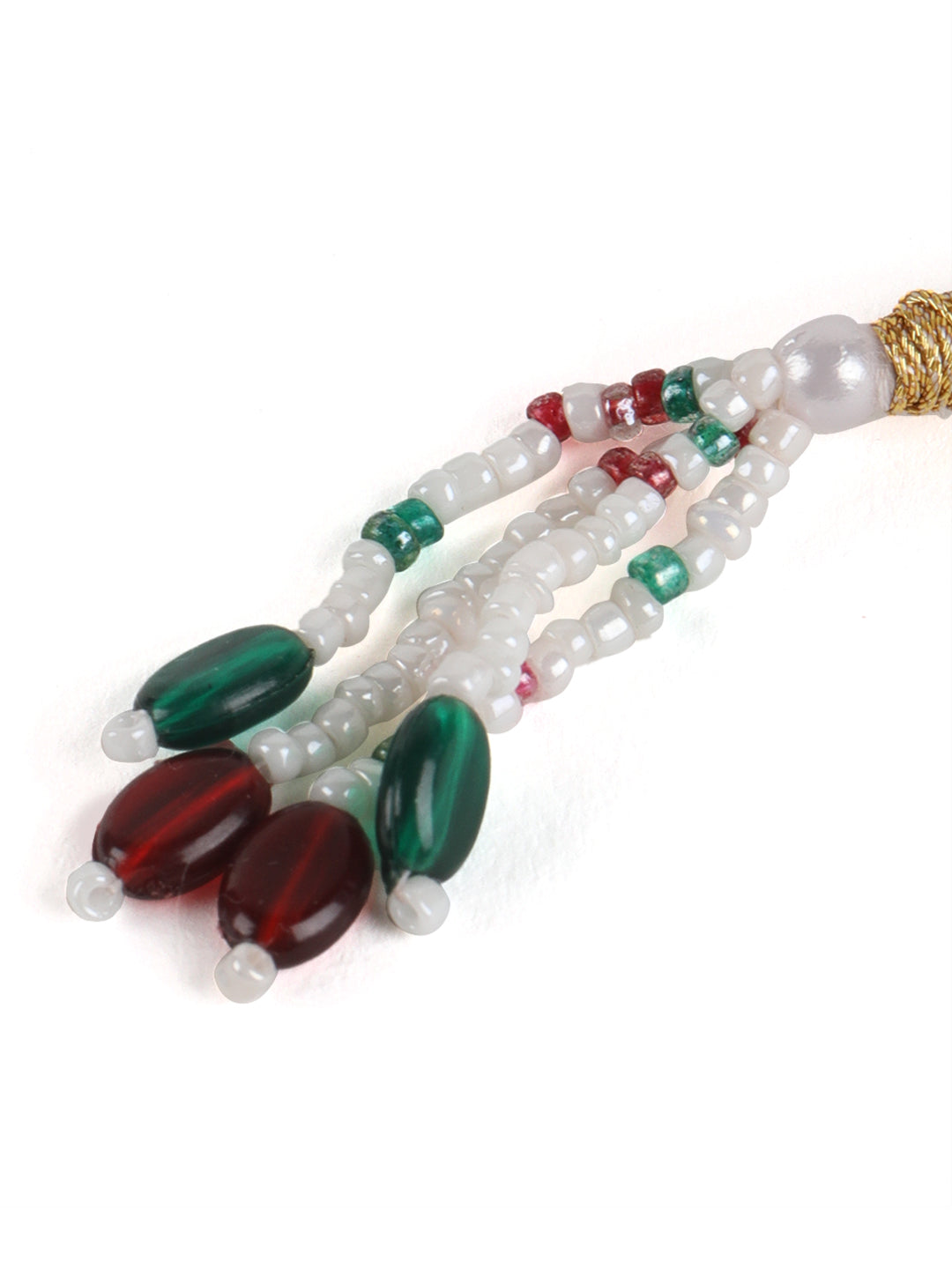 Ruby & Green Gold-Plated Stone-Studded Handcrafted Jewellery Set - Jazzandsizzle