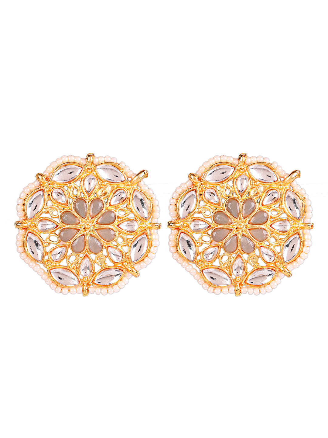 Gold-Plated Kundan Choker Necklace Earring & Maangtika Set