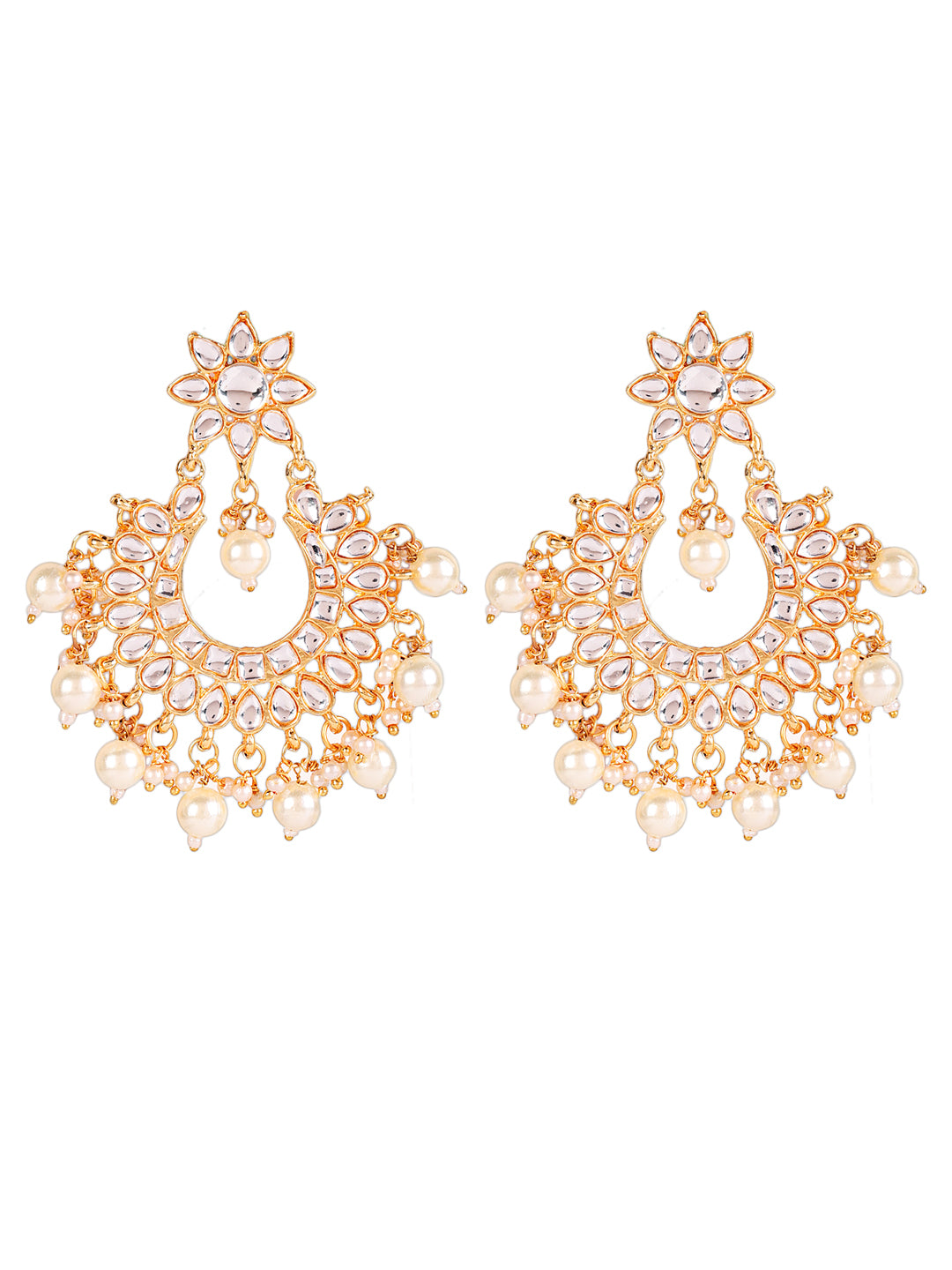 Off-White Gold-Plated Kundan Studded & Beaded Handcrafted Jewellery Set - Jazzandsizzle