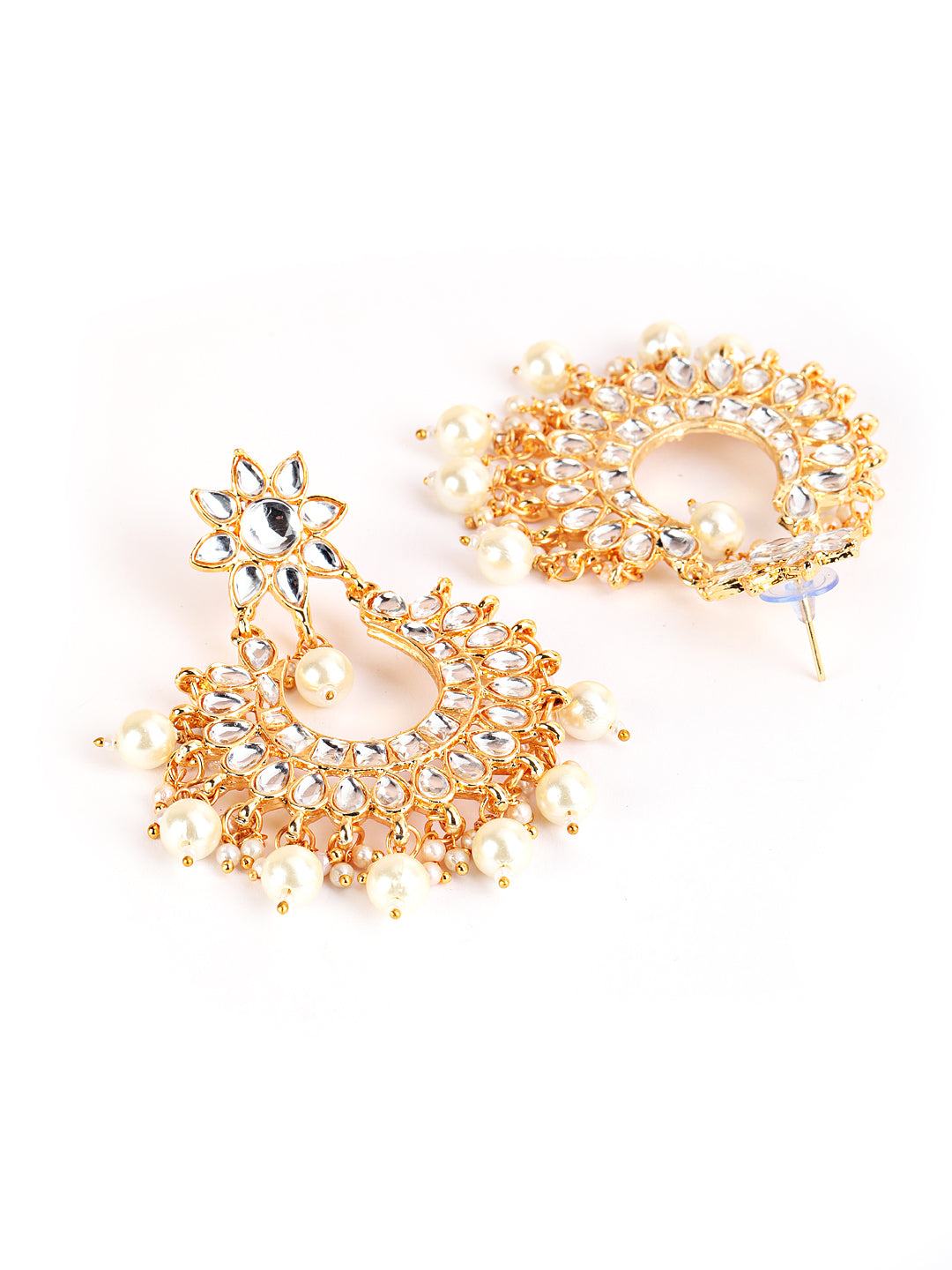 Off-White Gold-Plated Kundan Studded & Beaded Handcrafted Jewellery Set - Jazzandsizzle