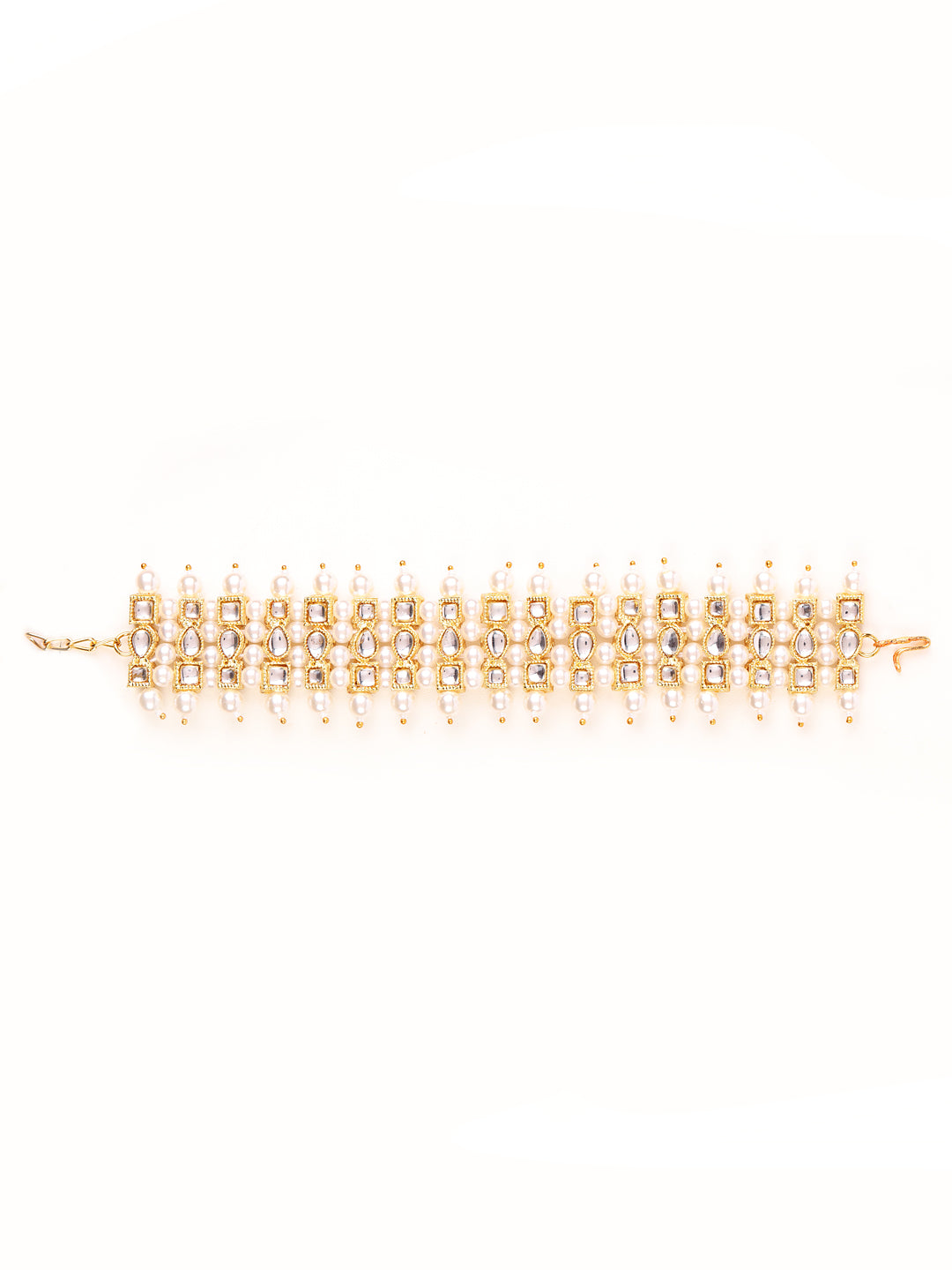 Gold-Plated Pearl & Stone Studded Wraparound Bracelet - Jazzandsizzle