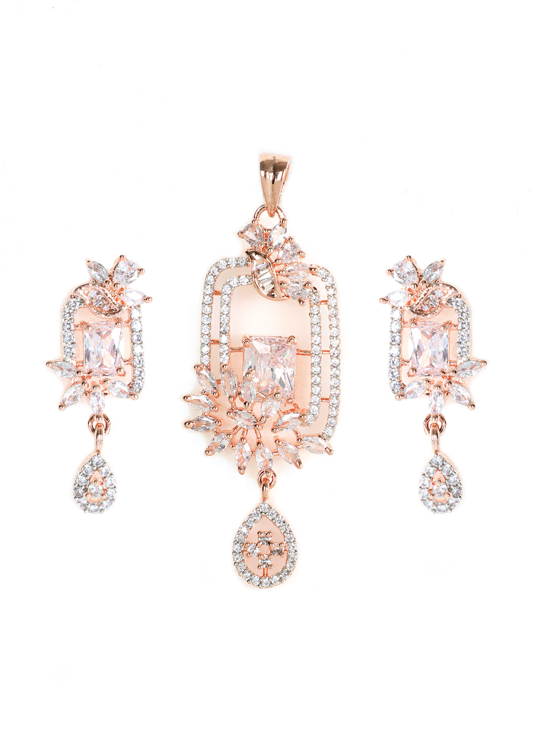 Rose Gold Plated Handcrafted Zircon Stone Pendant Set